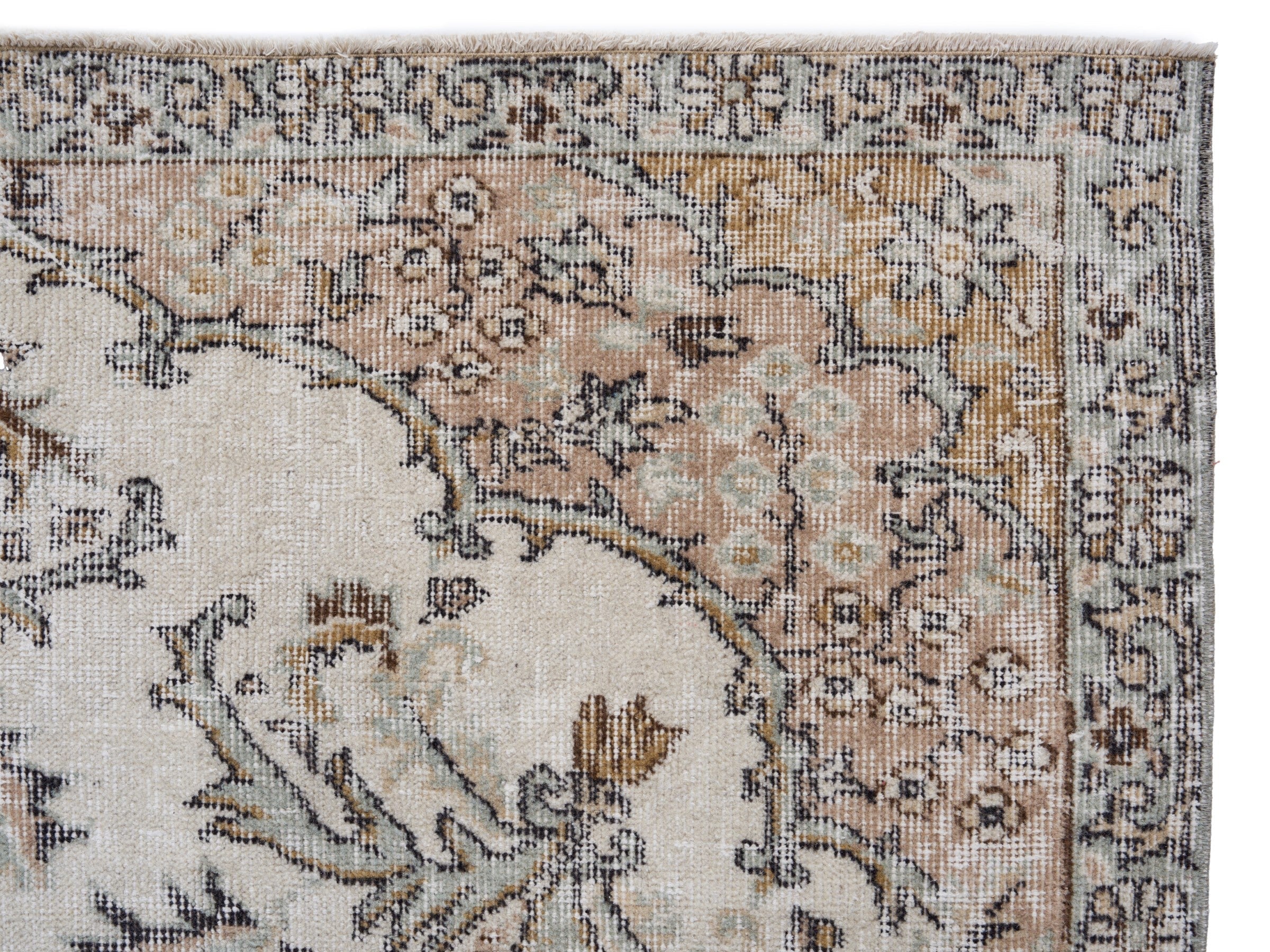 Turkish Isparta area rug in cream and greige, view 8 of 10