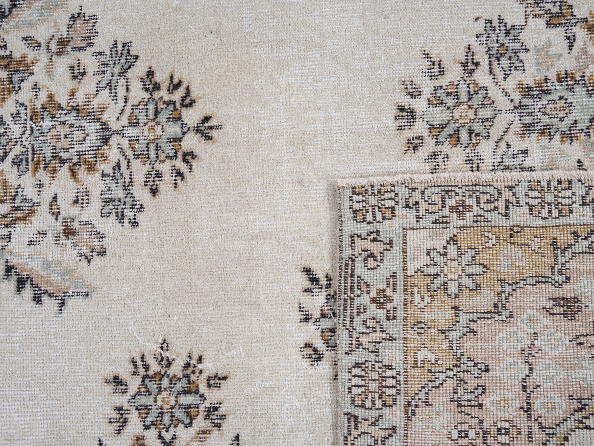 Turkish Isparta area rug in cream and greige, view 10 of 10