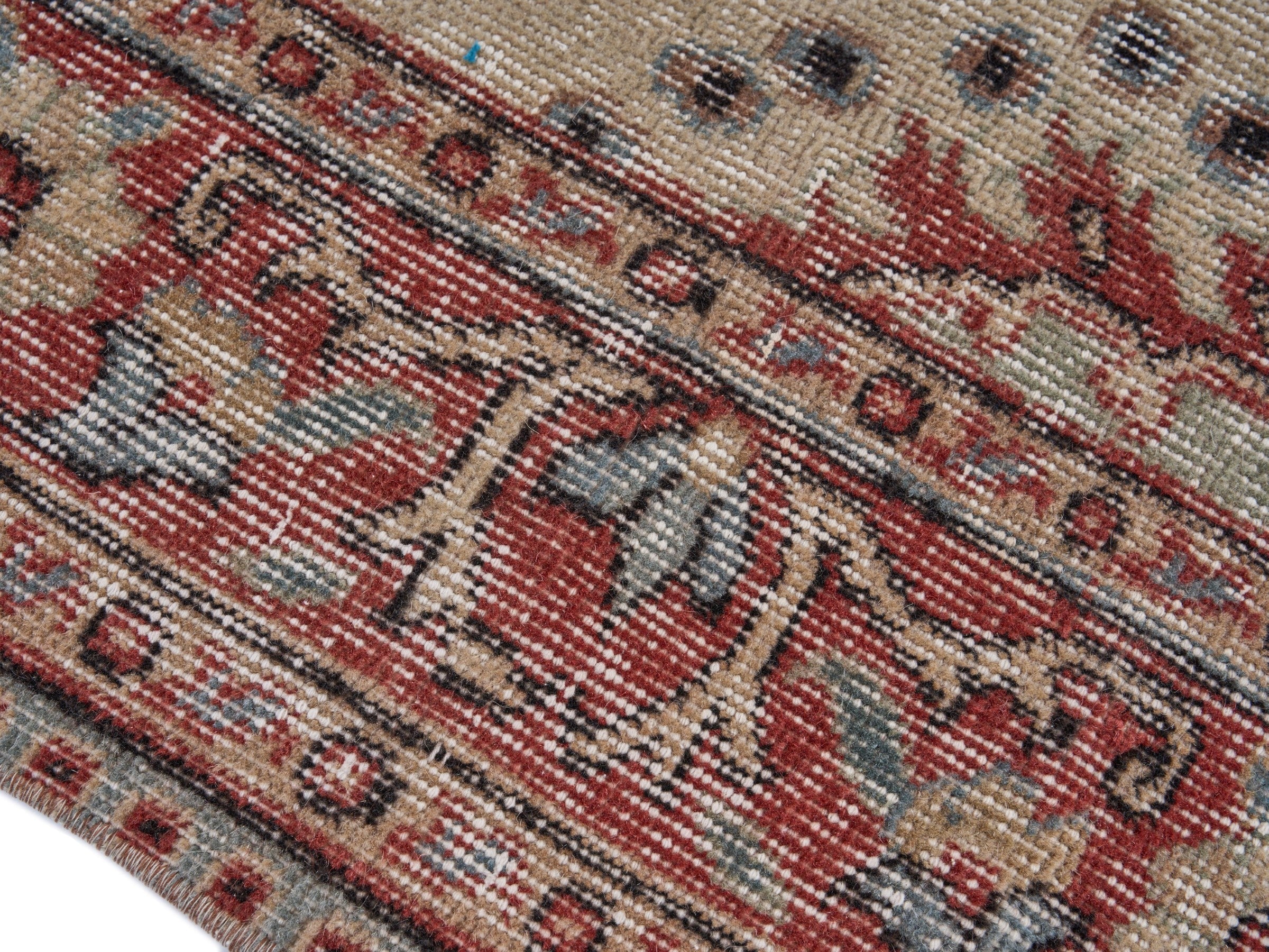 Turkish Isparta area rug in cream and rust, view 6 of 10