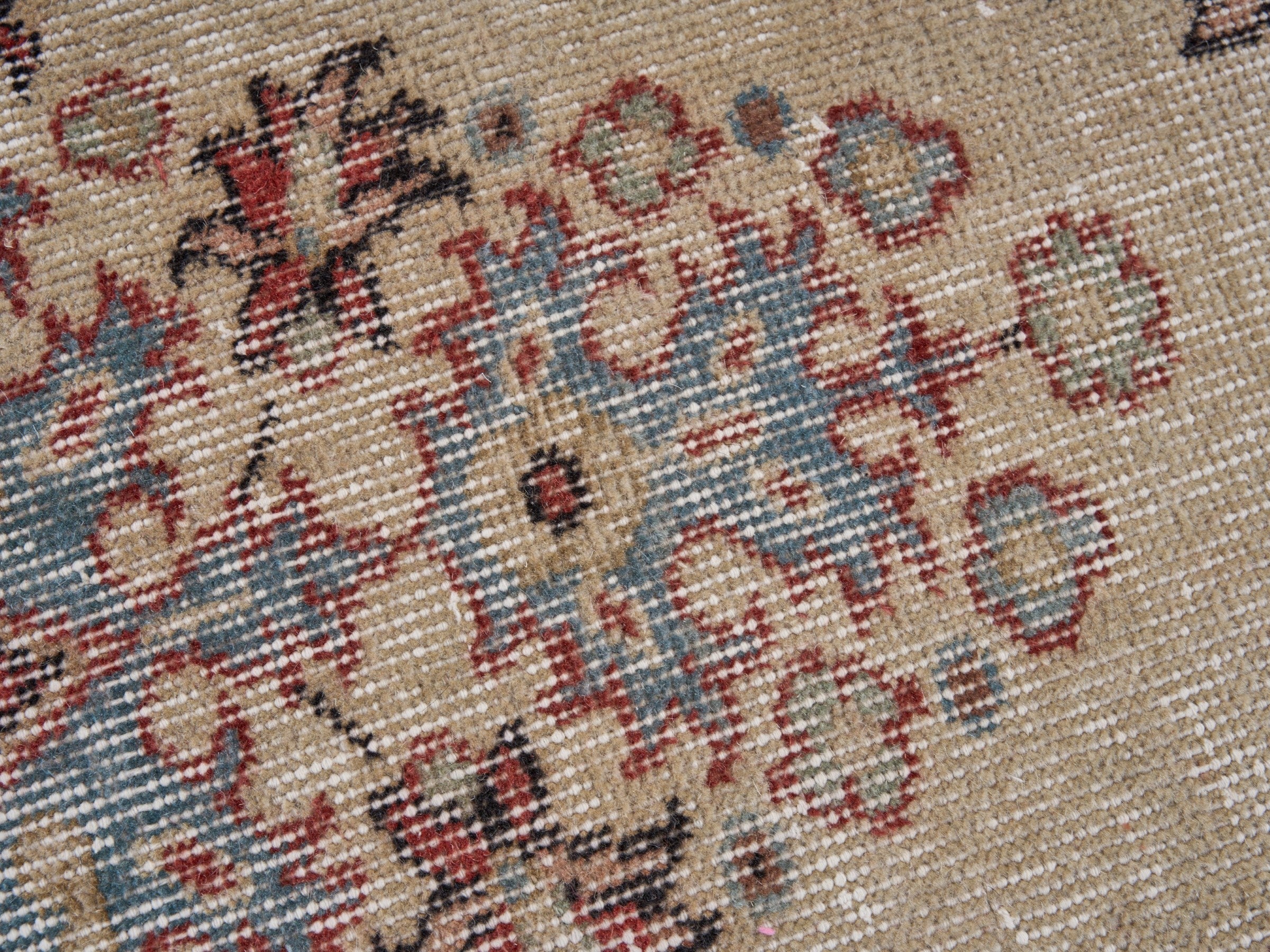 Turkish Isparta area rug in cream and rust, view 7 of 10