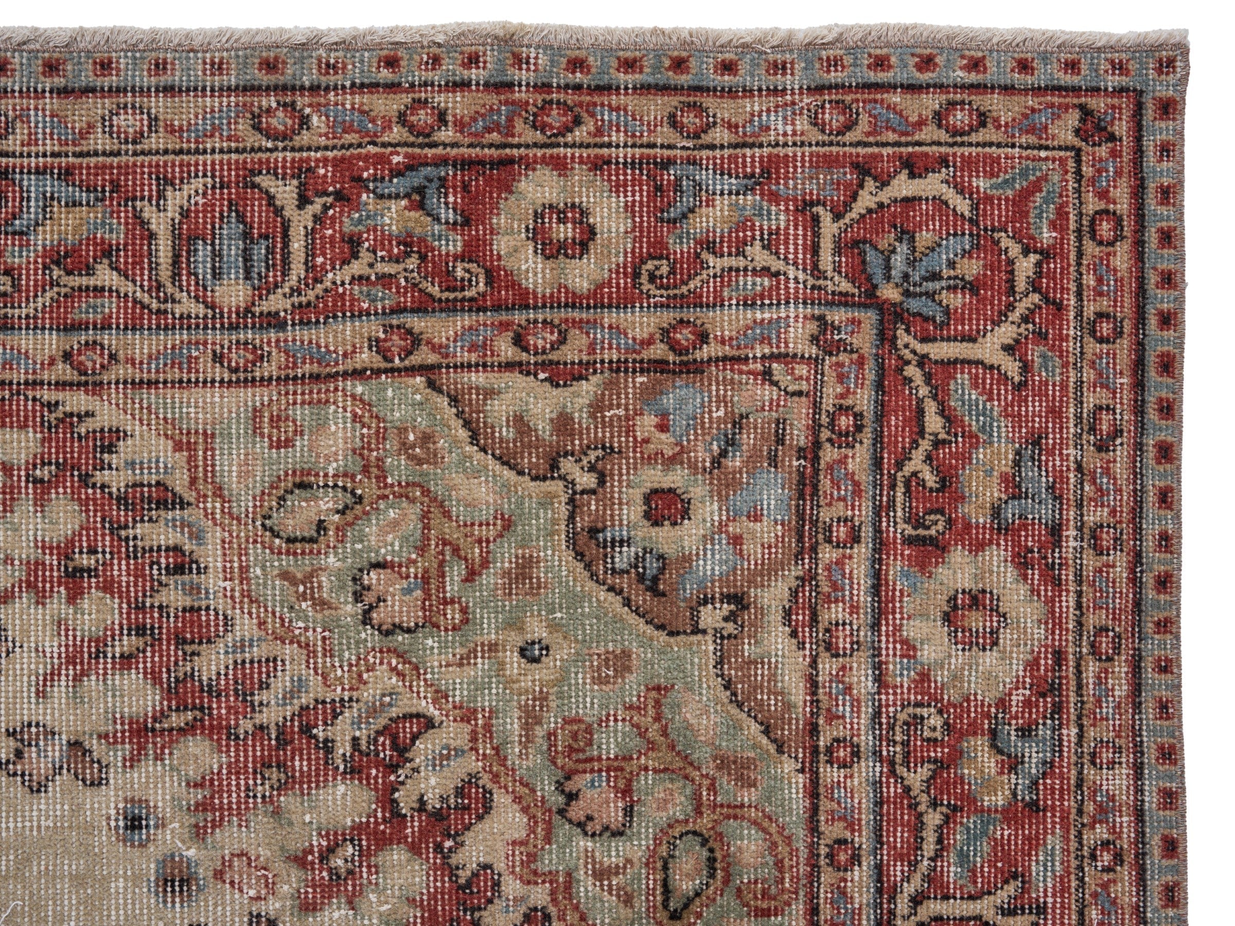Turkish Isparta area rug in cream and rust, view 8 of 10
