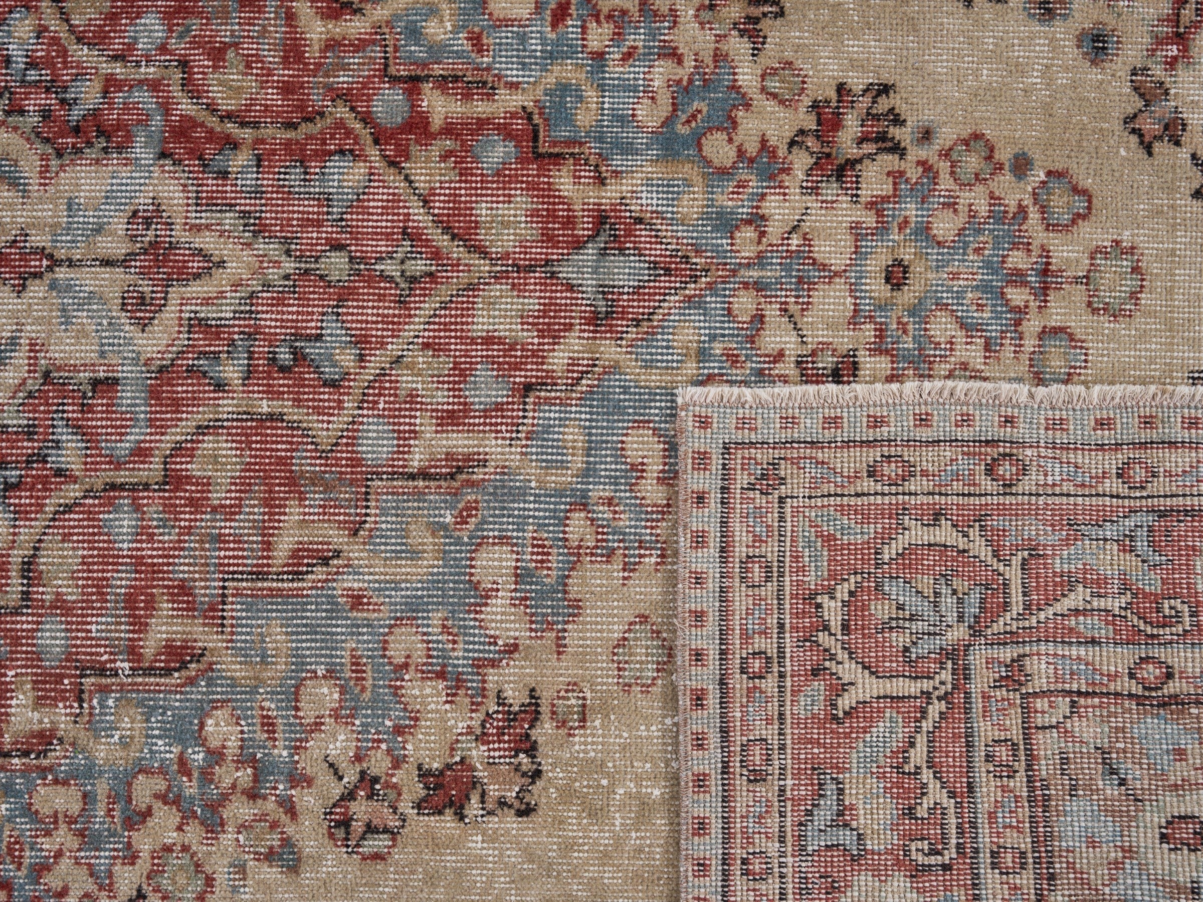 Turkish Isparta area rug in cream and rust, view 10 of 10