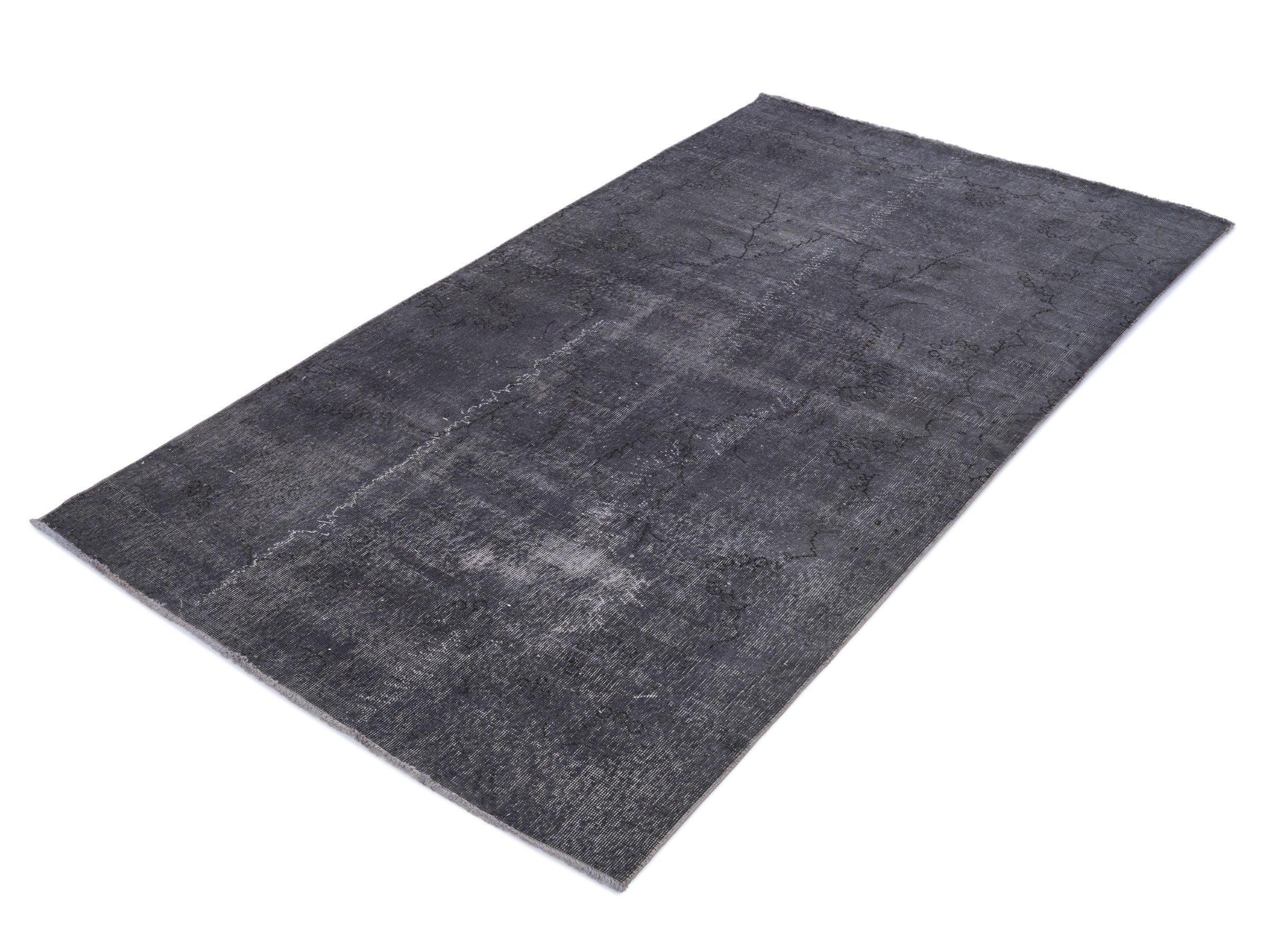 Turkish Isparta area rug in charcoal and mid gray, view 3 of 10