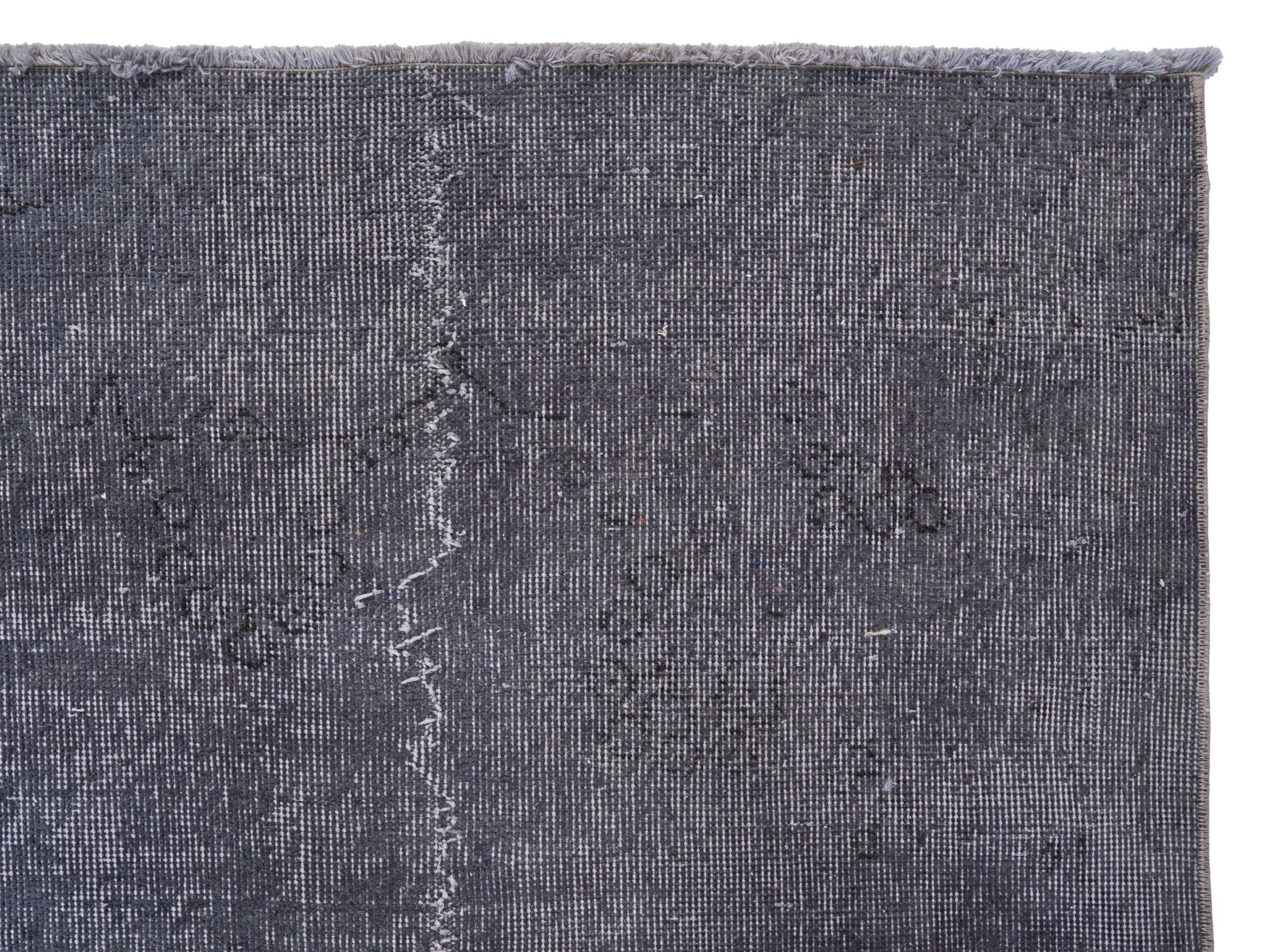 Turkish Isparta area rug in charcoal and mid gray, view 8 of 10