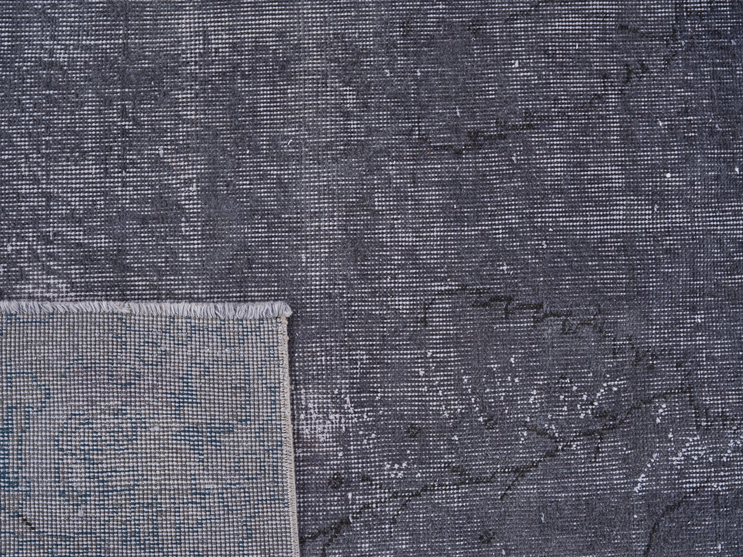 Turkish Isparta area rug in charcoal and mid gray, view 10 of 10