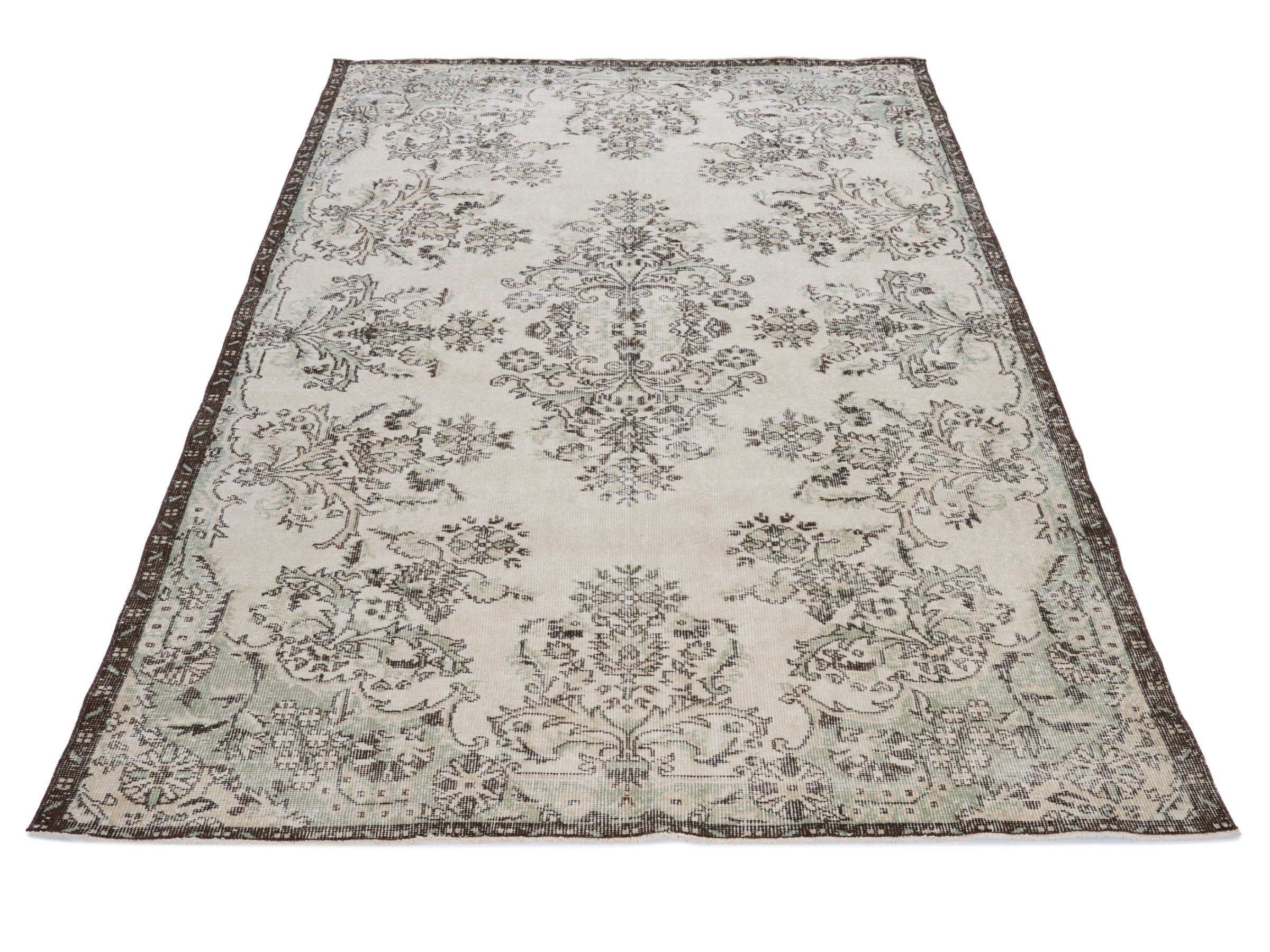 Turkish Isparta area rug in cream and taupe, view 2 of 10