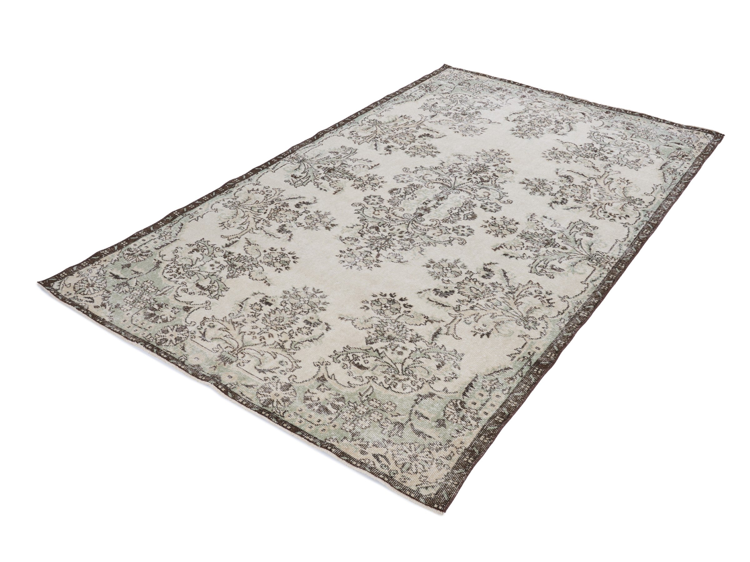 Turkish Isparta area rug in cream and taupe, view 3 of 10
