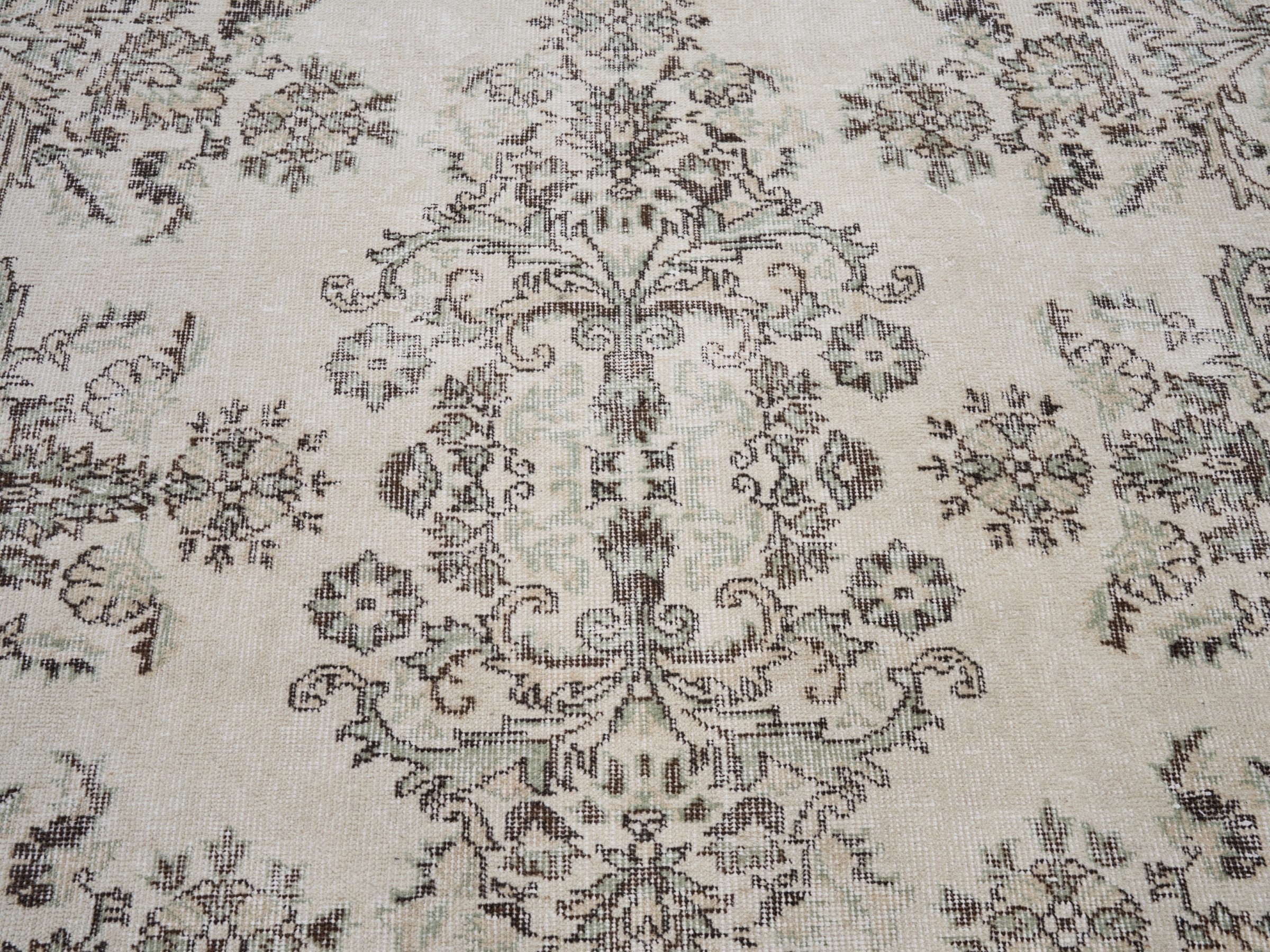 Turkish Isparta area rug in cream and taupe, view 4 of 10