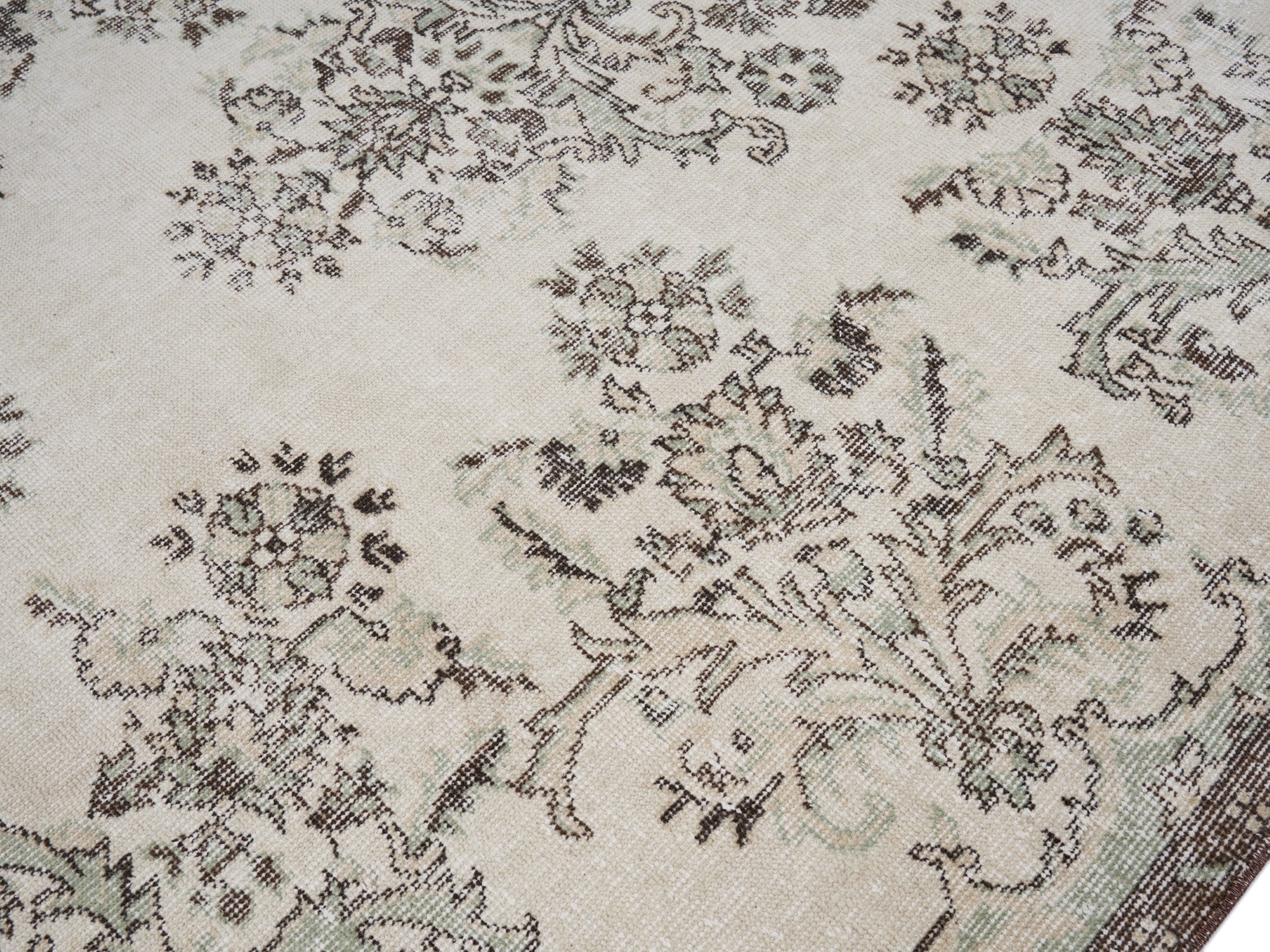 Turkish Isparta area rug in cream and taupe, view 5 of 10