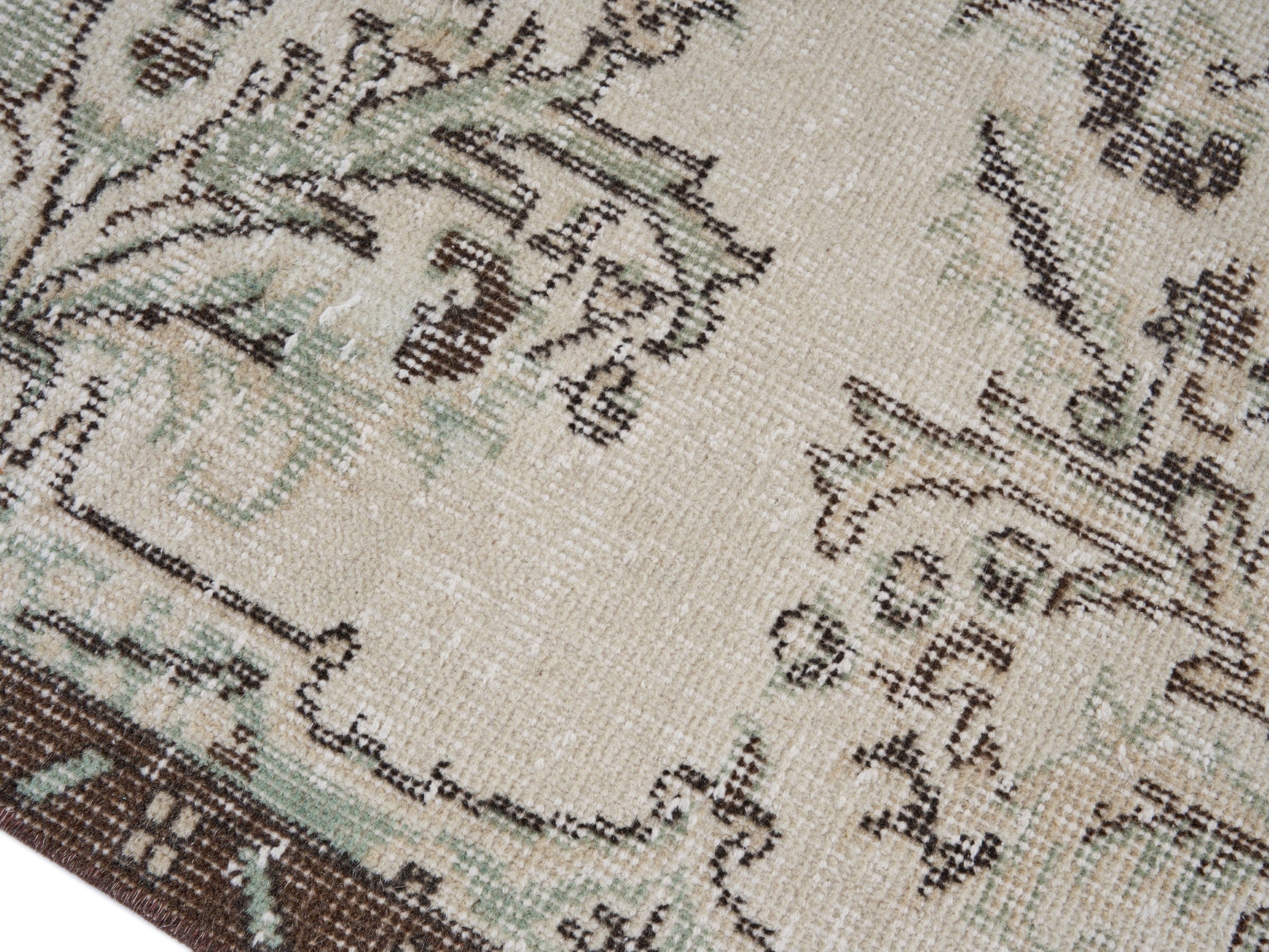 Turkish Isparta area rug in cream and taupe, view 6 of 10