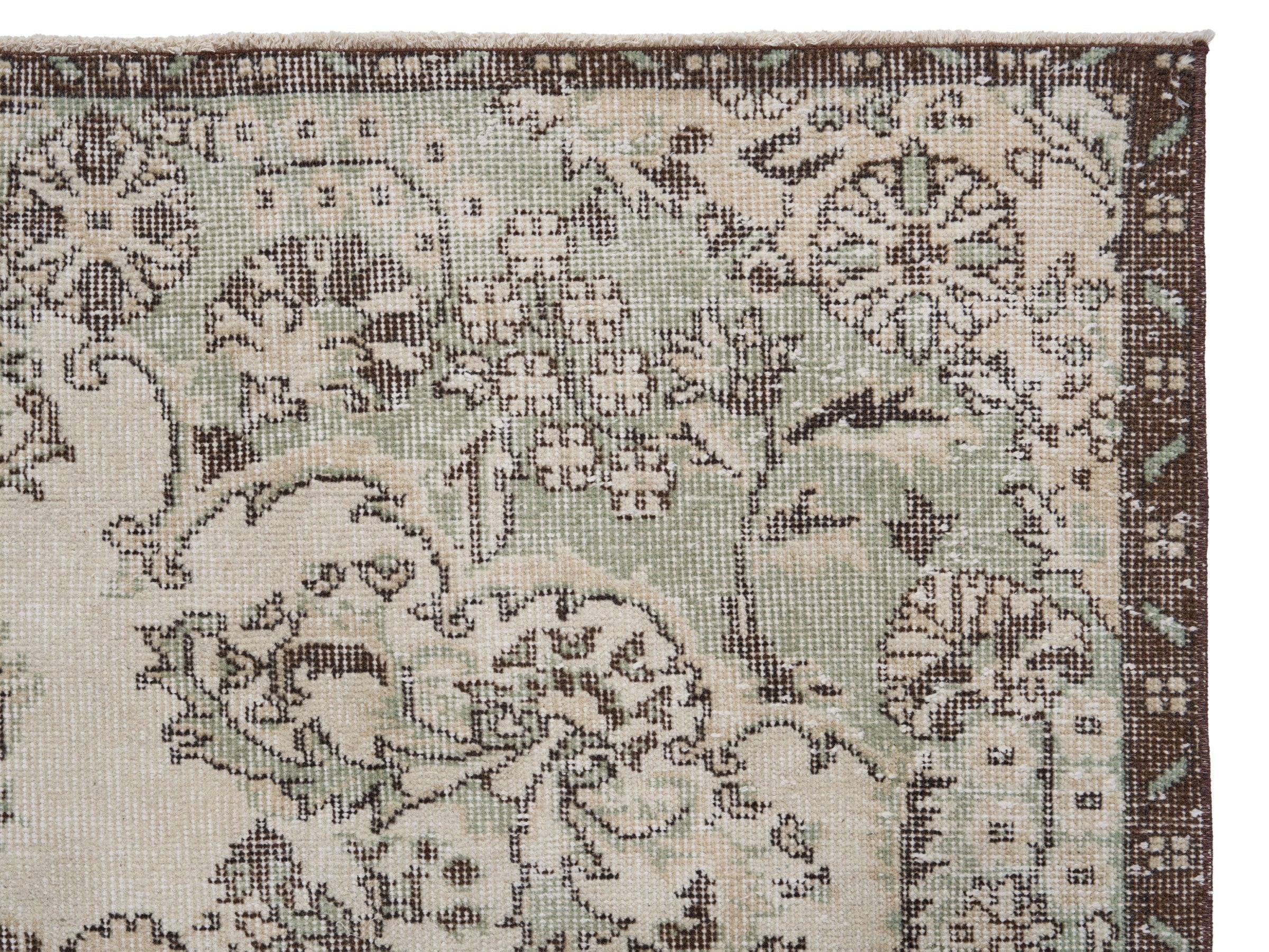 Turkish Isparta area rug in cream and taupe, view 8 of 10