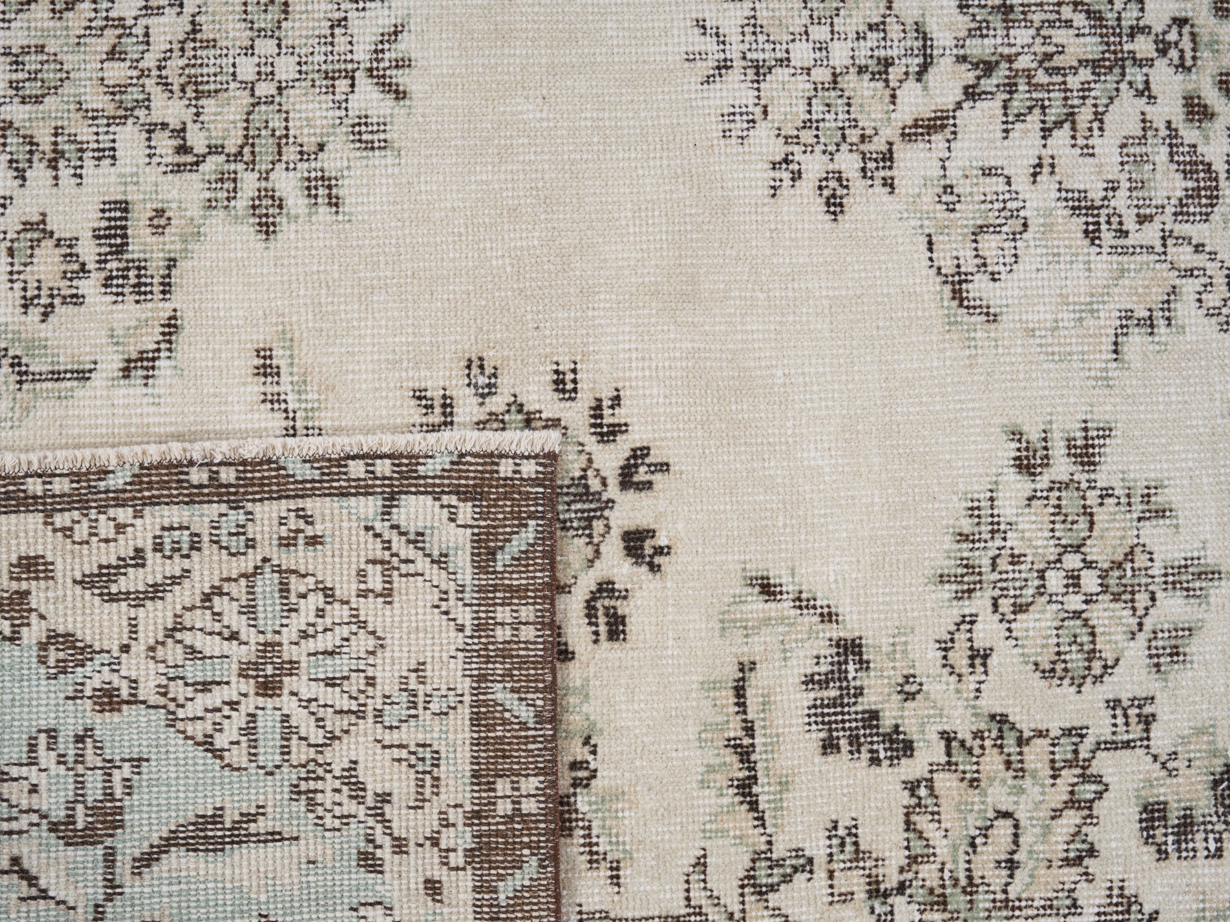 Turkish Isparta area rug in cream and taupe, view 10 of 10