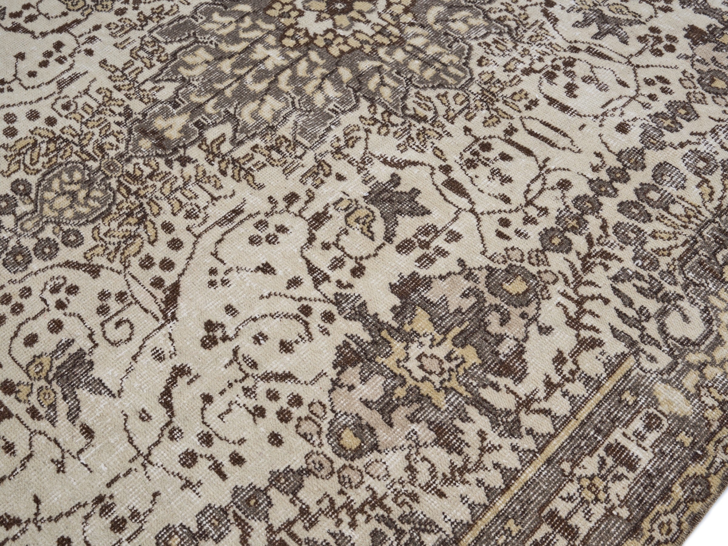 Turkish Isparta area rug in cream and greige, view 5 of 10
