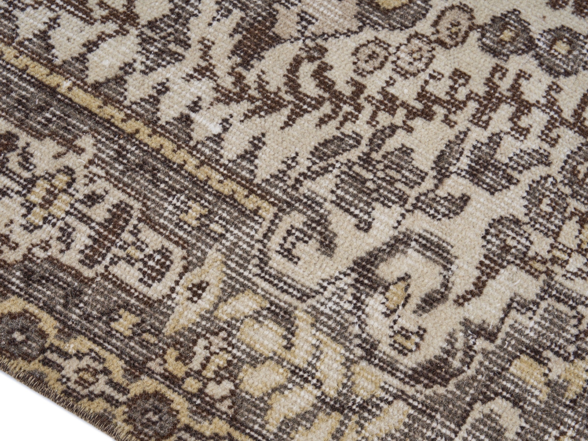 Turkish Isparta area rug in cream and greige, view 6 of 10