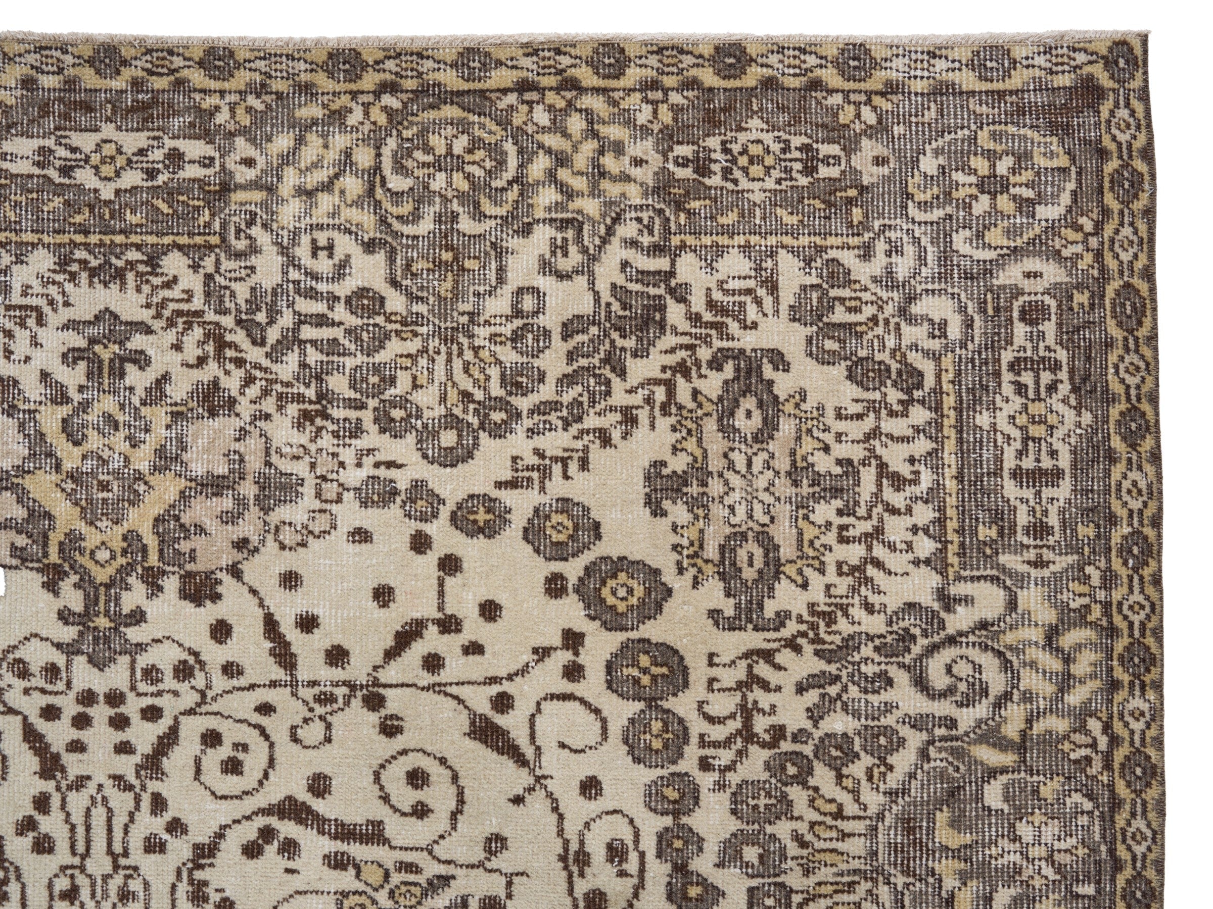 Turkish Isparta area rug in cream and greige, view 8 of 10