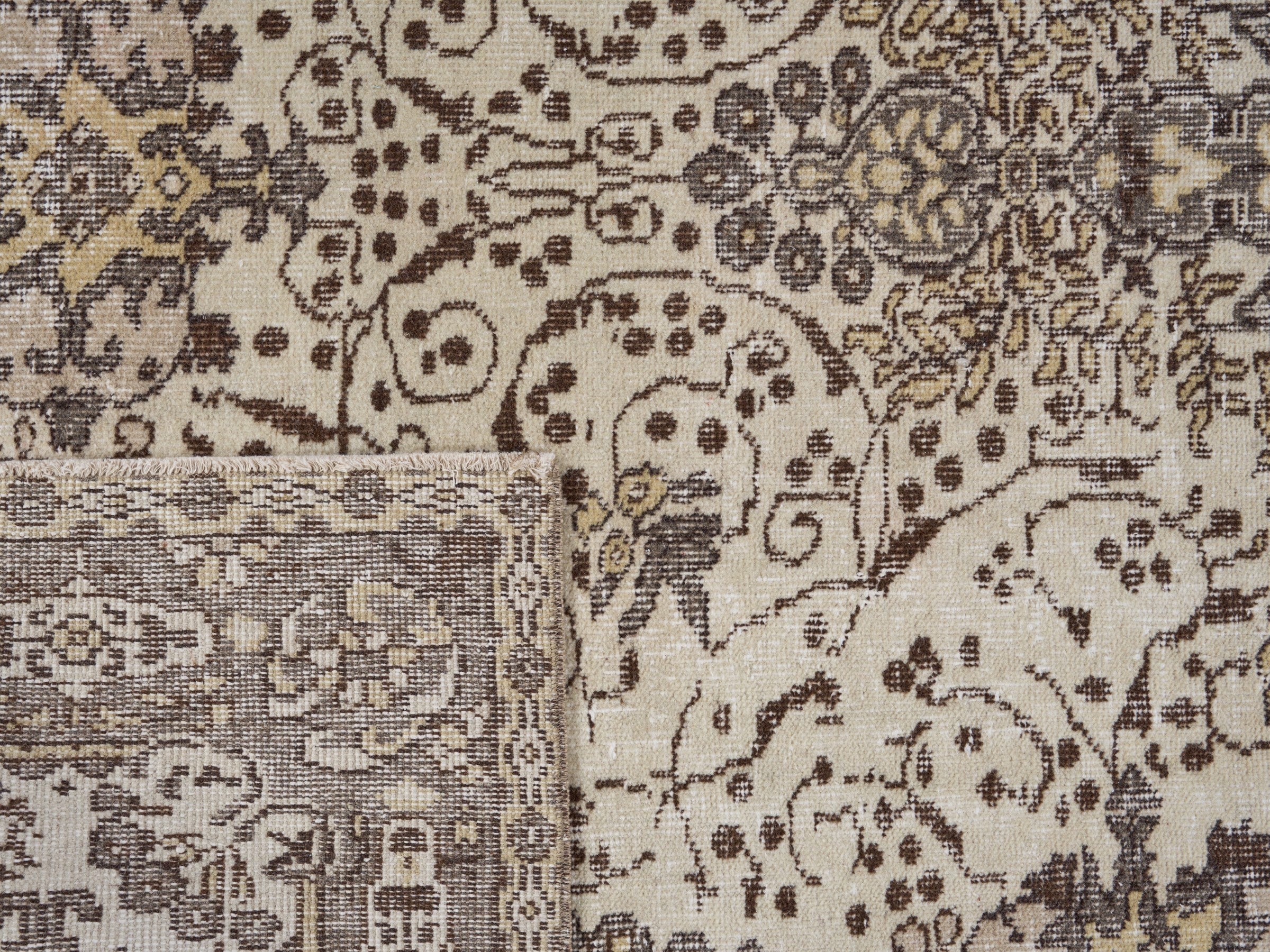 Turkish Isparta area rug in cream and greige, view 10 of 10