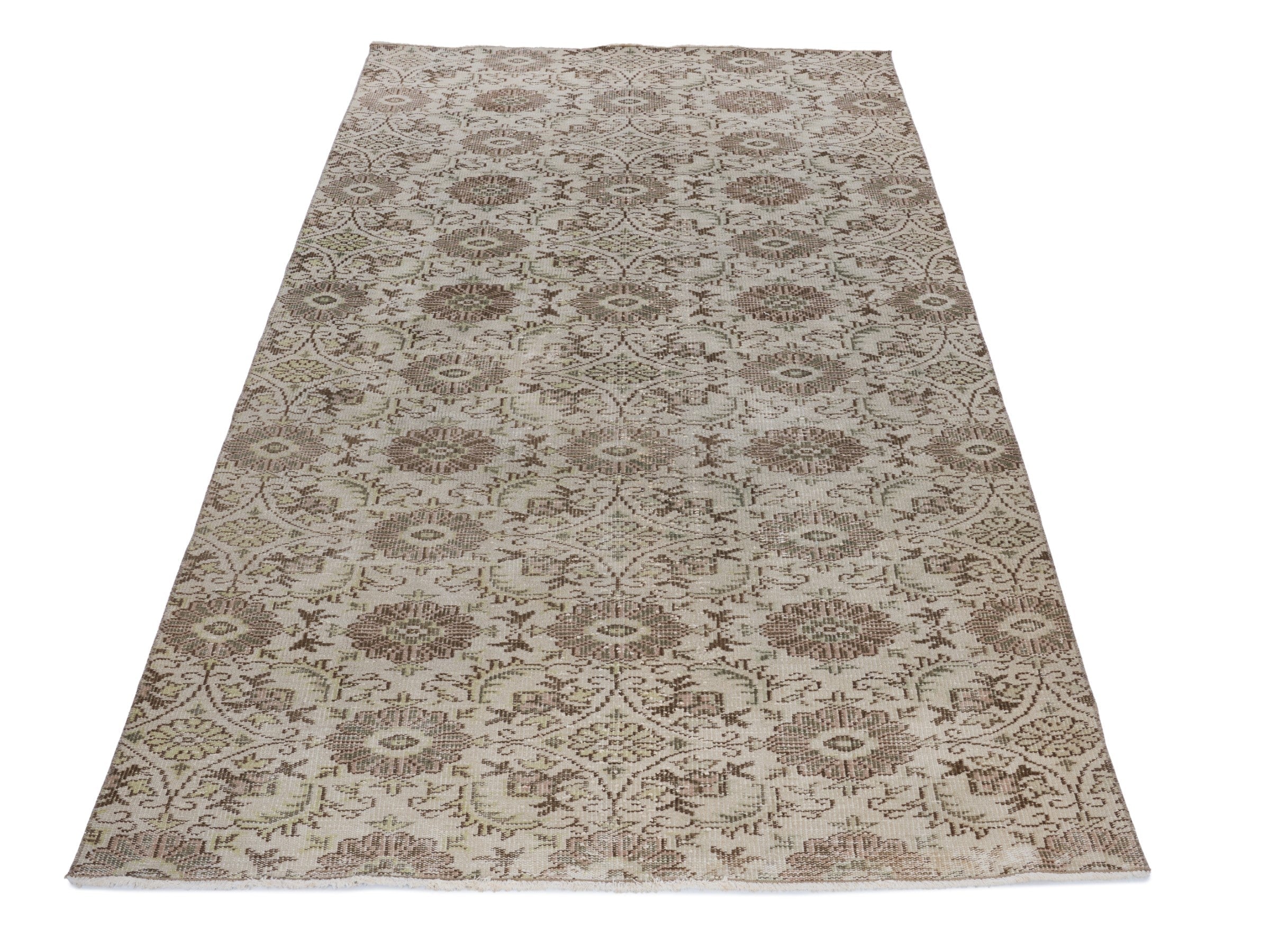 Turkish Manisa area rug in cream and greige, view 2 of 10