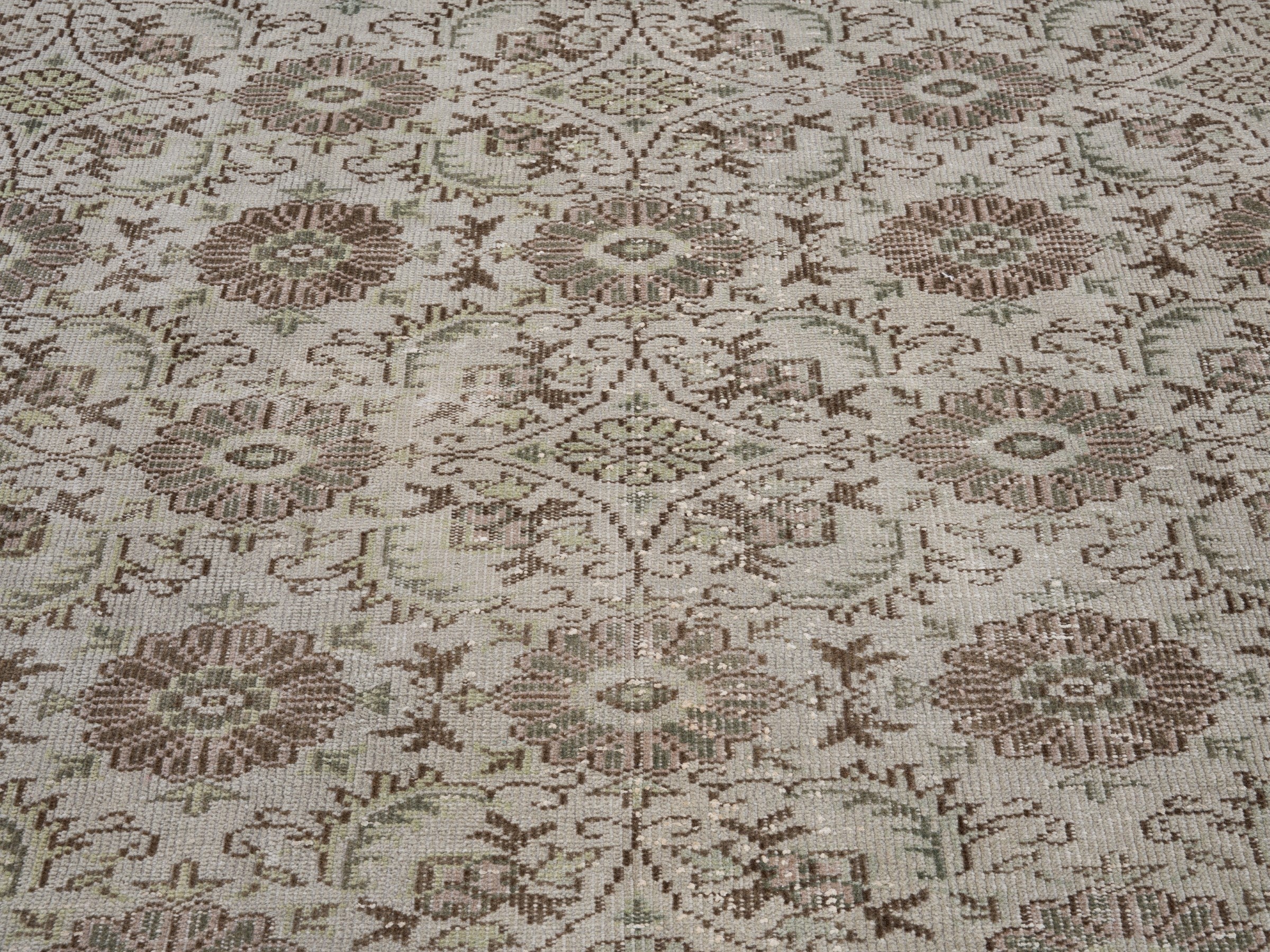 Turkish Manisa area rug in cream and greige, view 4 of 10