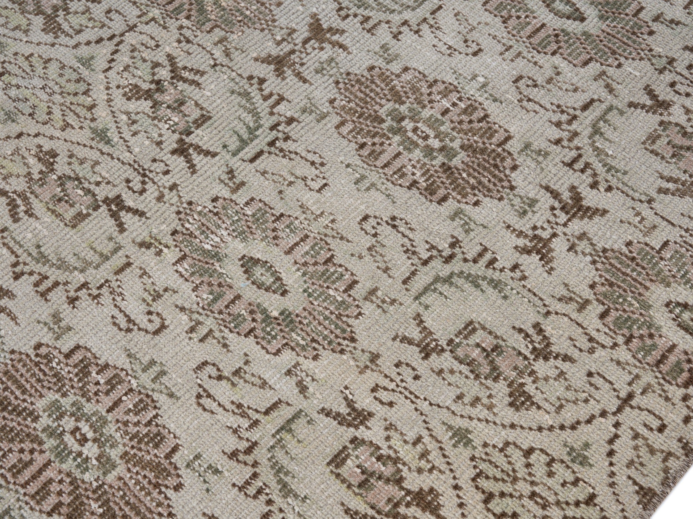 Turkish Manisa area rug in cream and greige, view 5 of 10