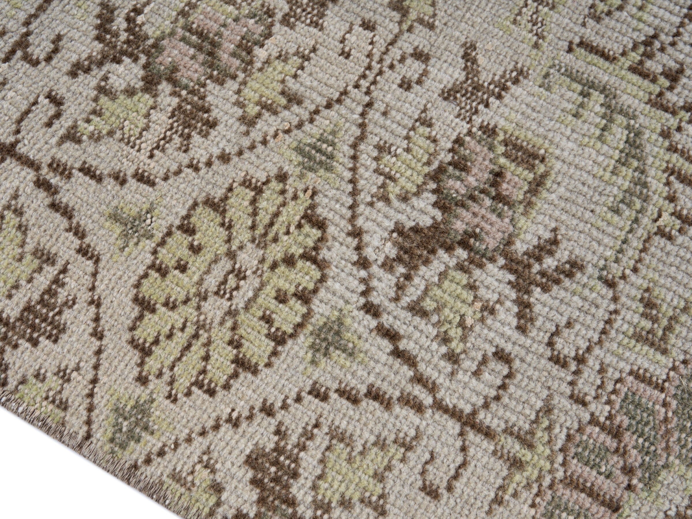 Turkish Manisa area rug in cream and greige, view 6 of 10