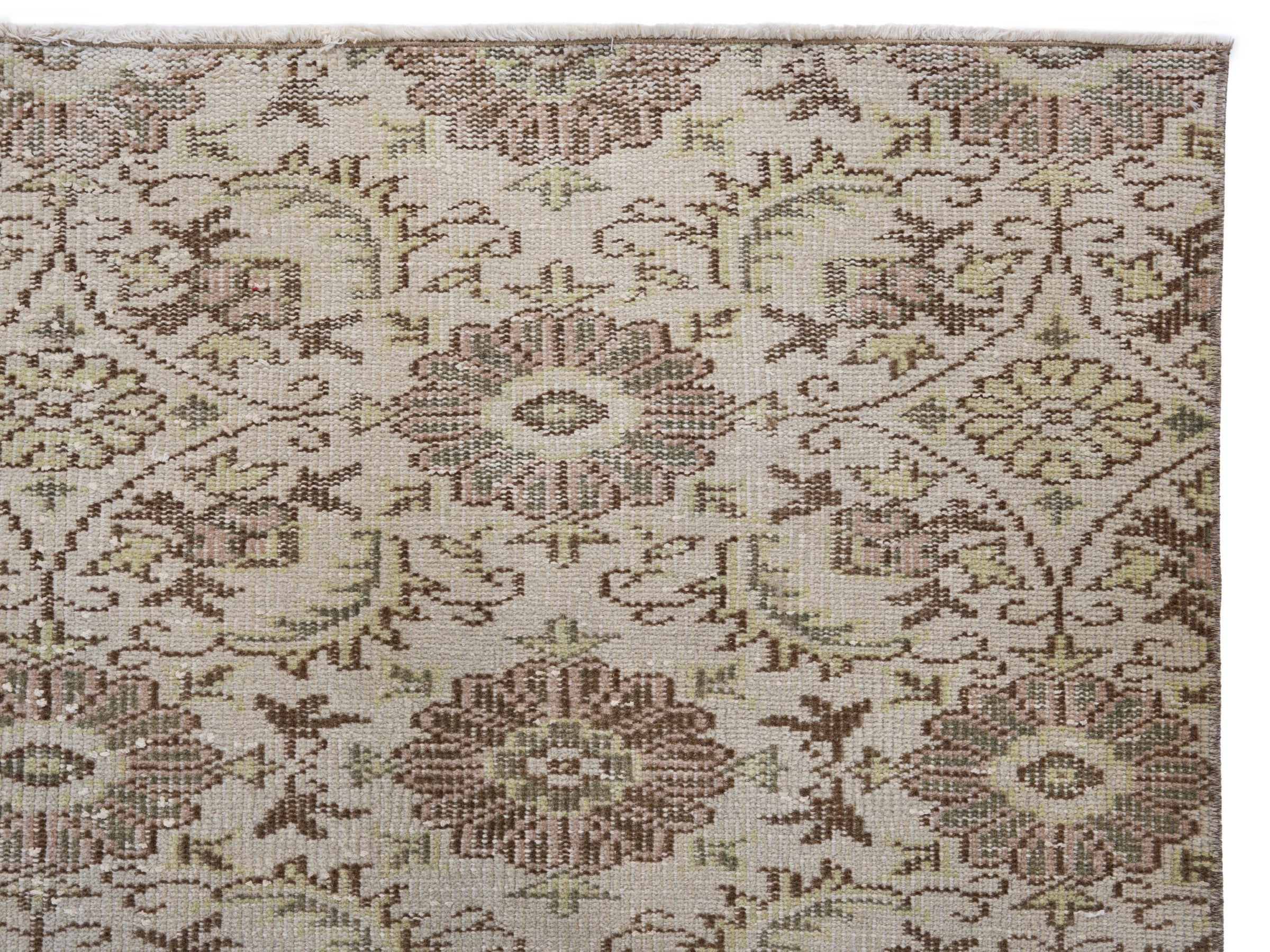 Turkish Manisa area rug in cream and greige, view 8 of 10