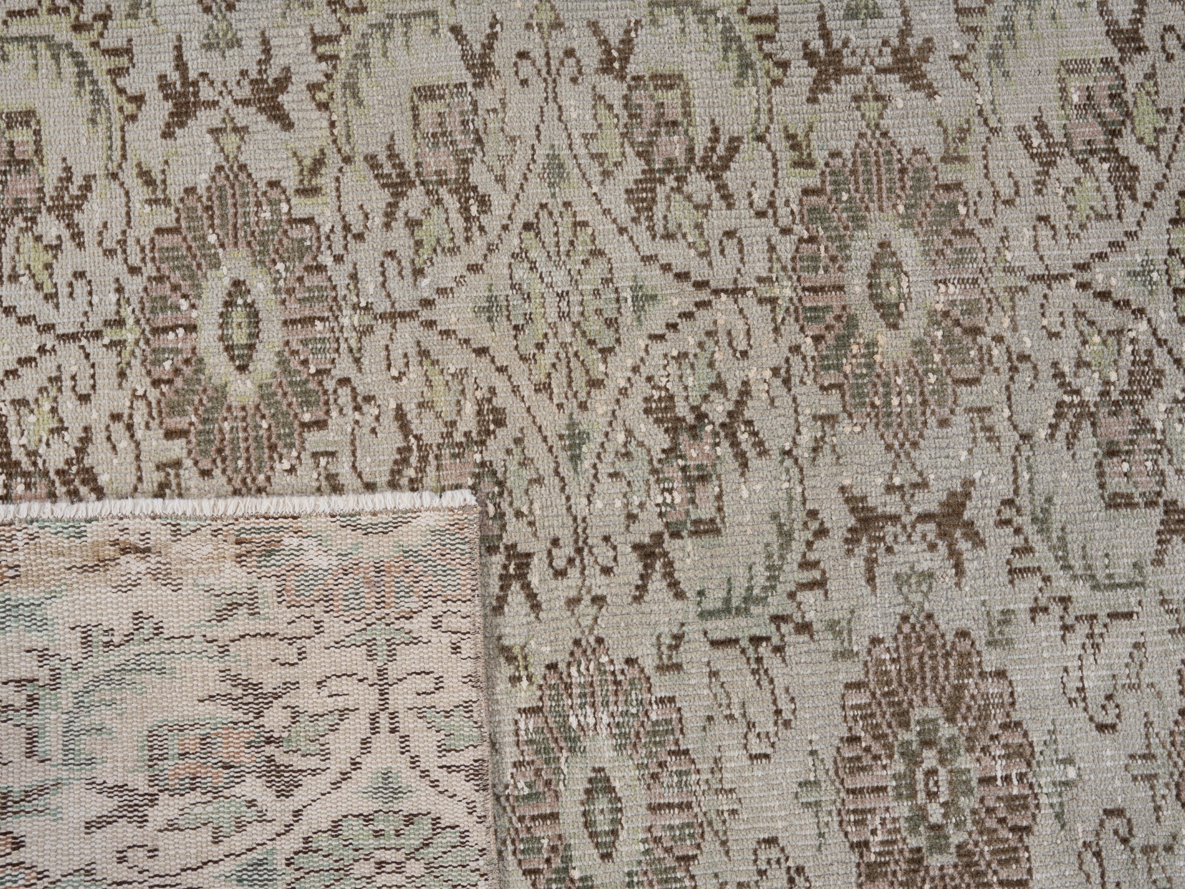 Turkish Manisa area rug in cream and greige, view 10 of 10