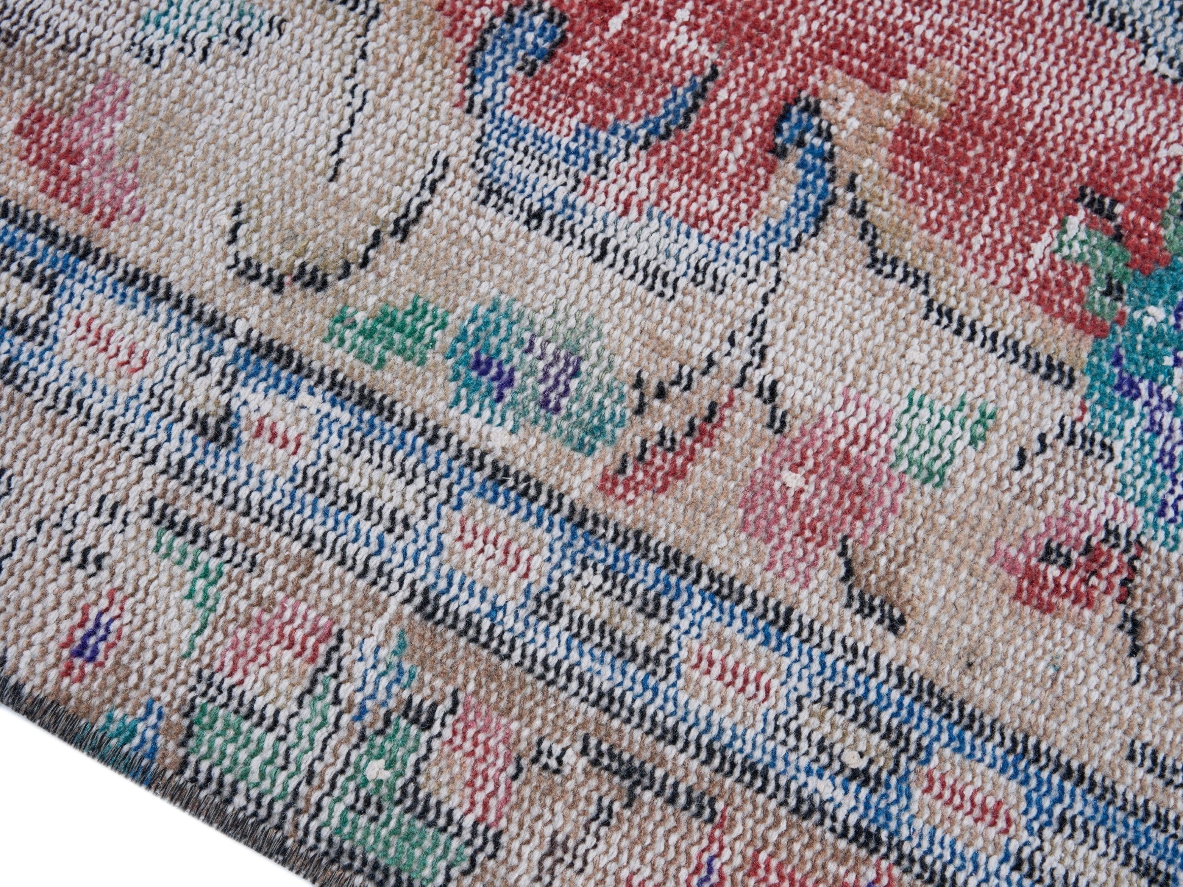 Turkish Manisa area rug in cream and rose, view 6 of 10
