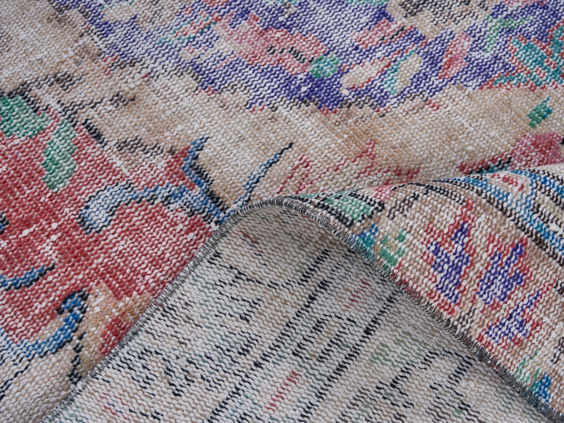Turkish Manisa area rug in cream and rose, view 9 of 10
