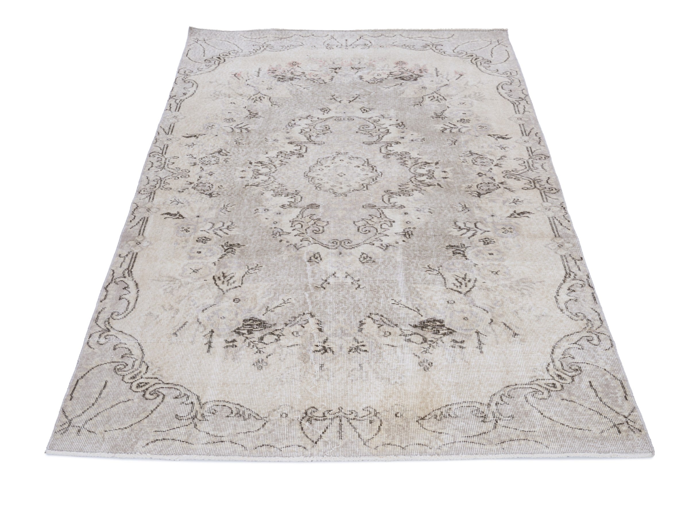Turkish Isparta area rug in taupe and greige, view 2 of 10