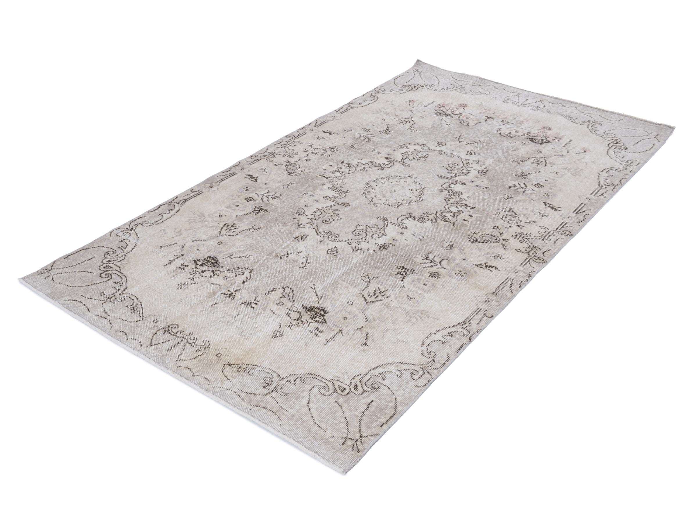 Turkish Isparta area rug in taupe and greige, view 3 of 10