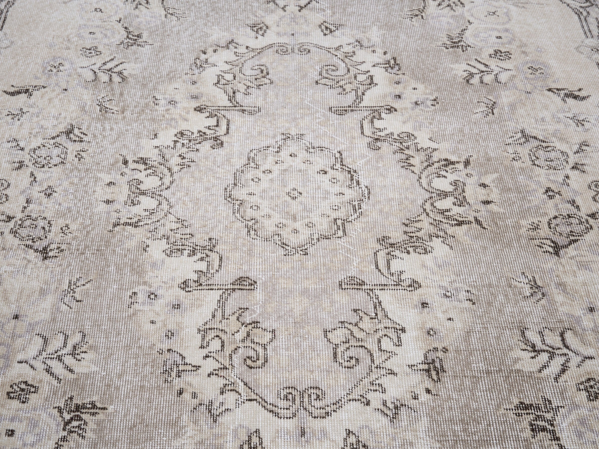 Turkish Isparta area rug in taupe and greige, view 4 of 10