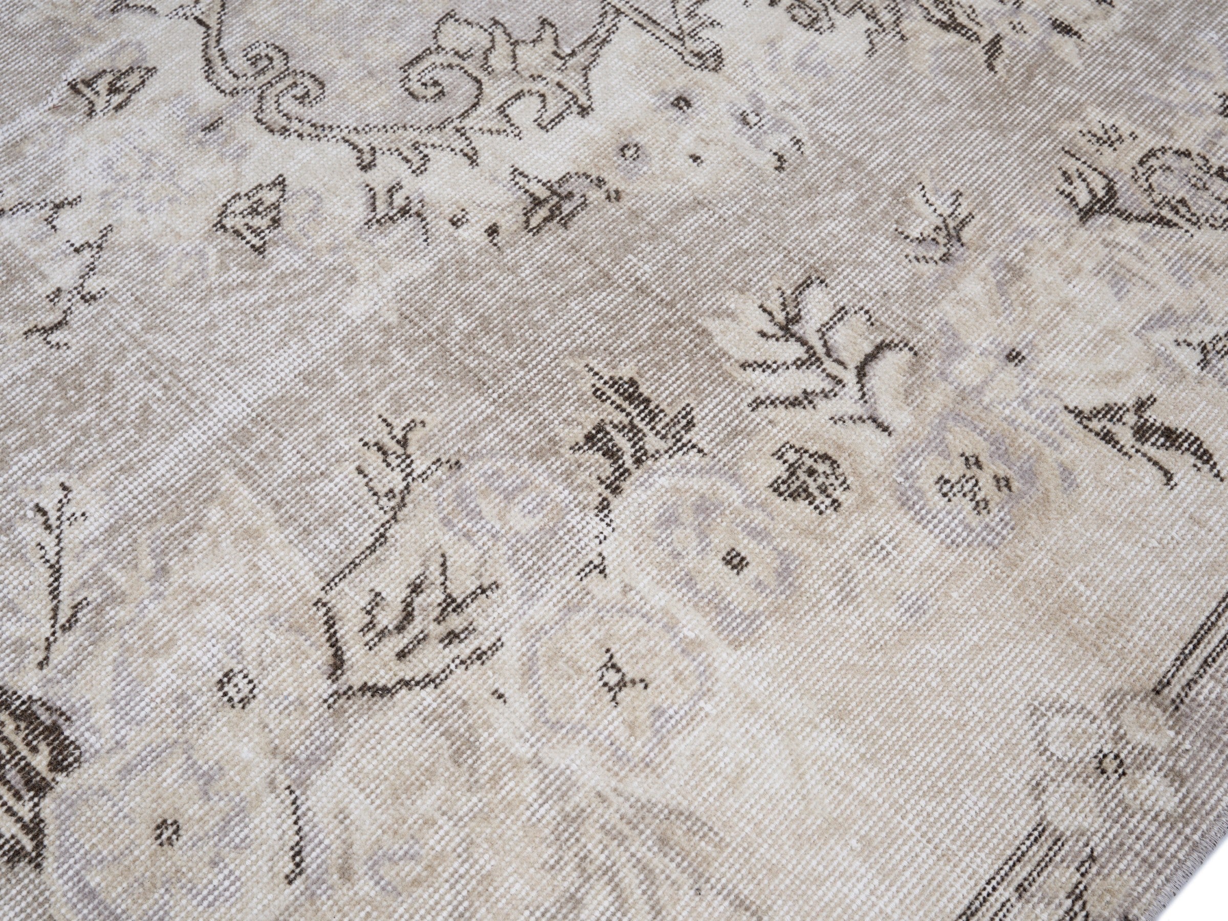 Turkish Isparta area rug in taupe and greige, view 5 of 10