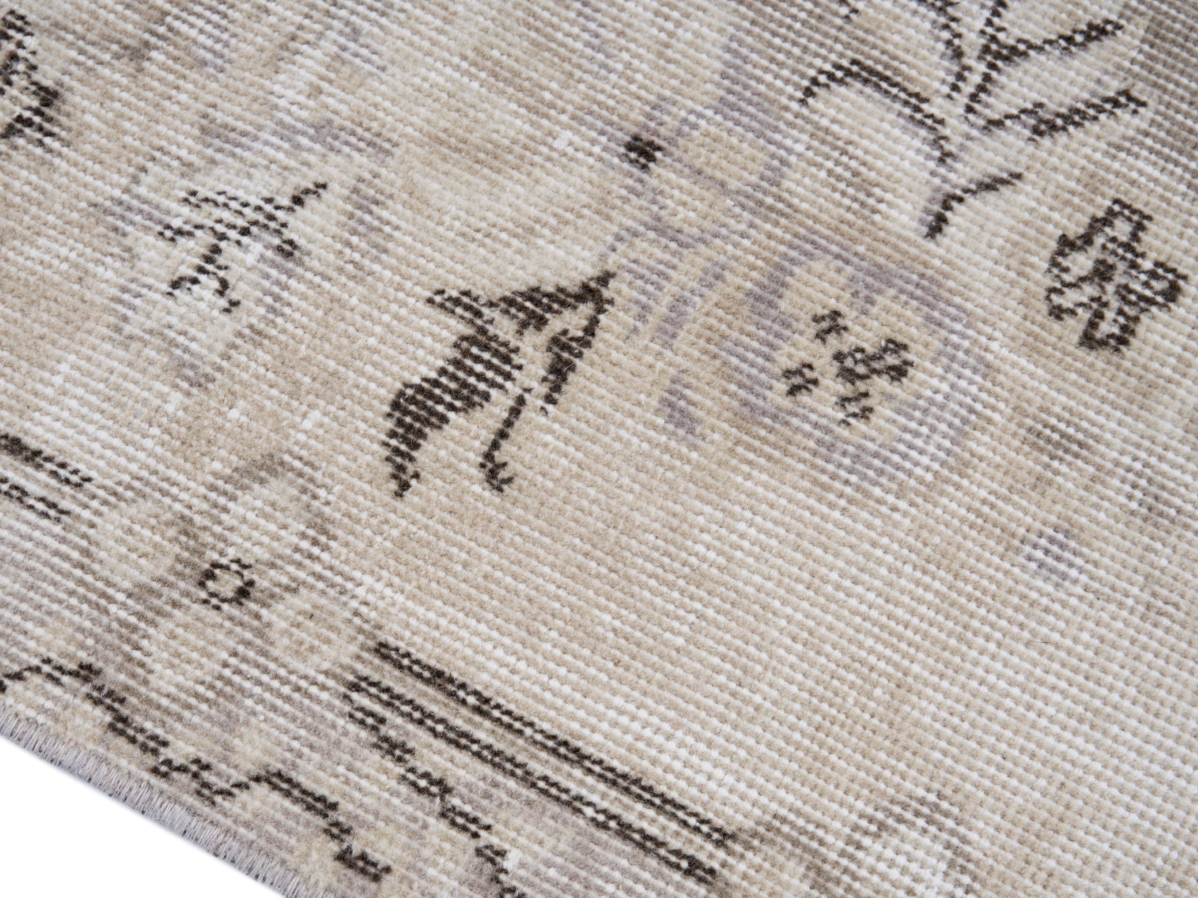 Turkish Isparta area rug in taupe and greige, view 6 of 10