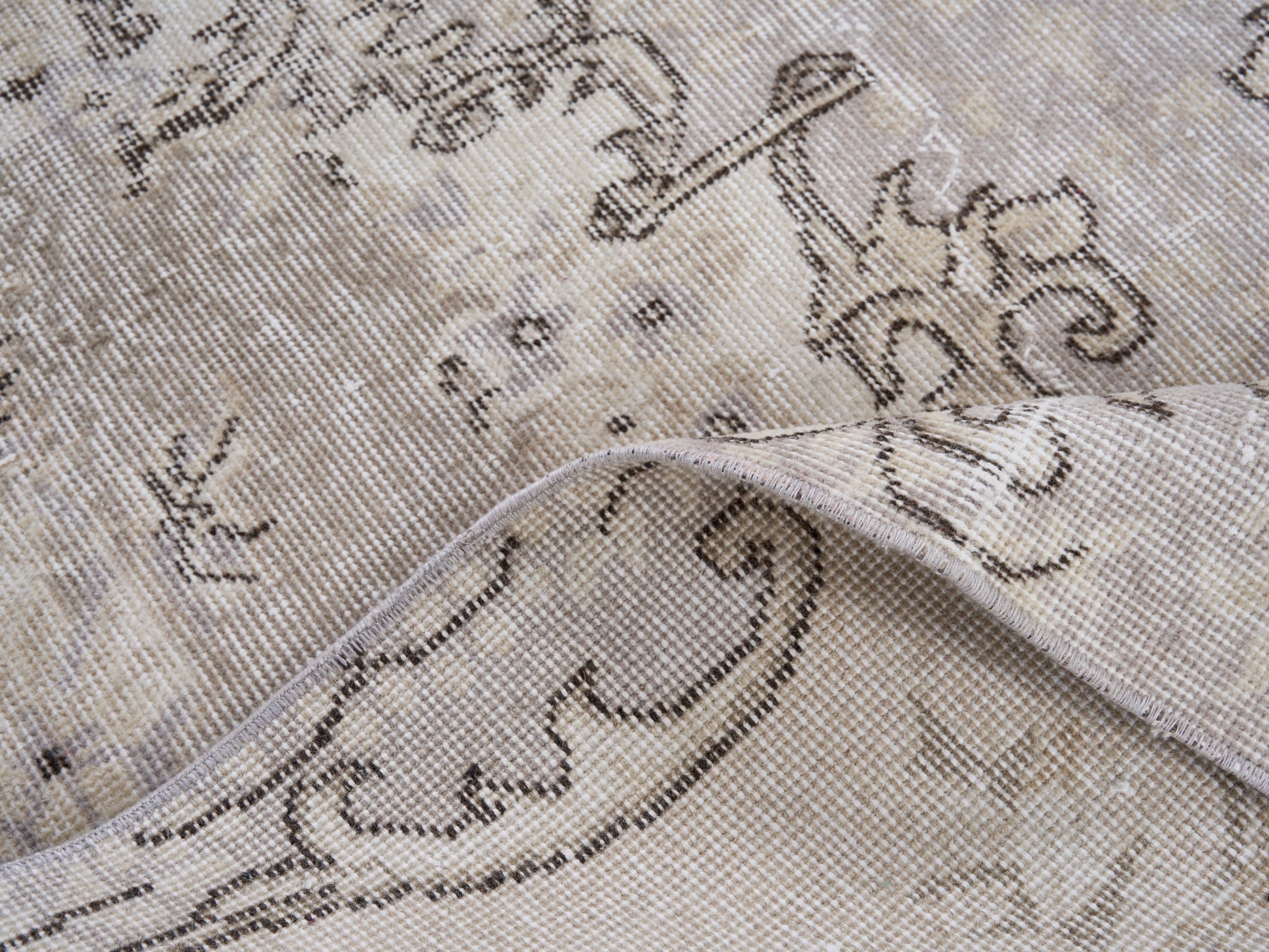 Turkish Isparta area rug in taupe and greige, view 9 of 10