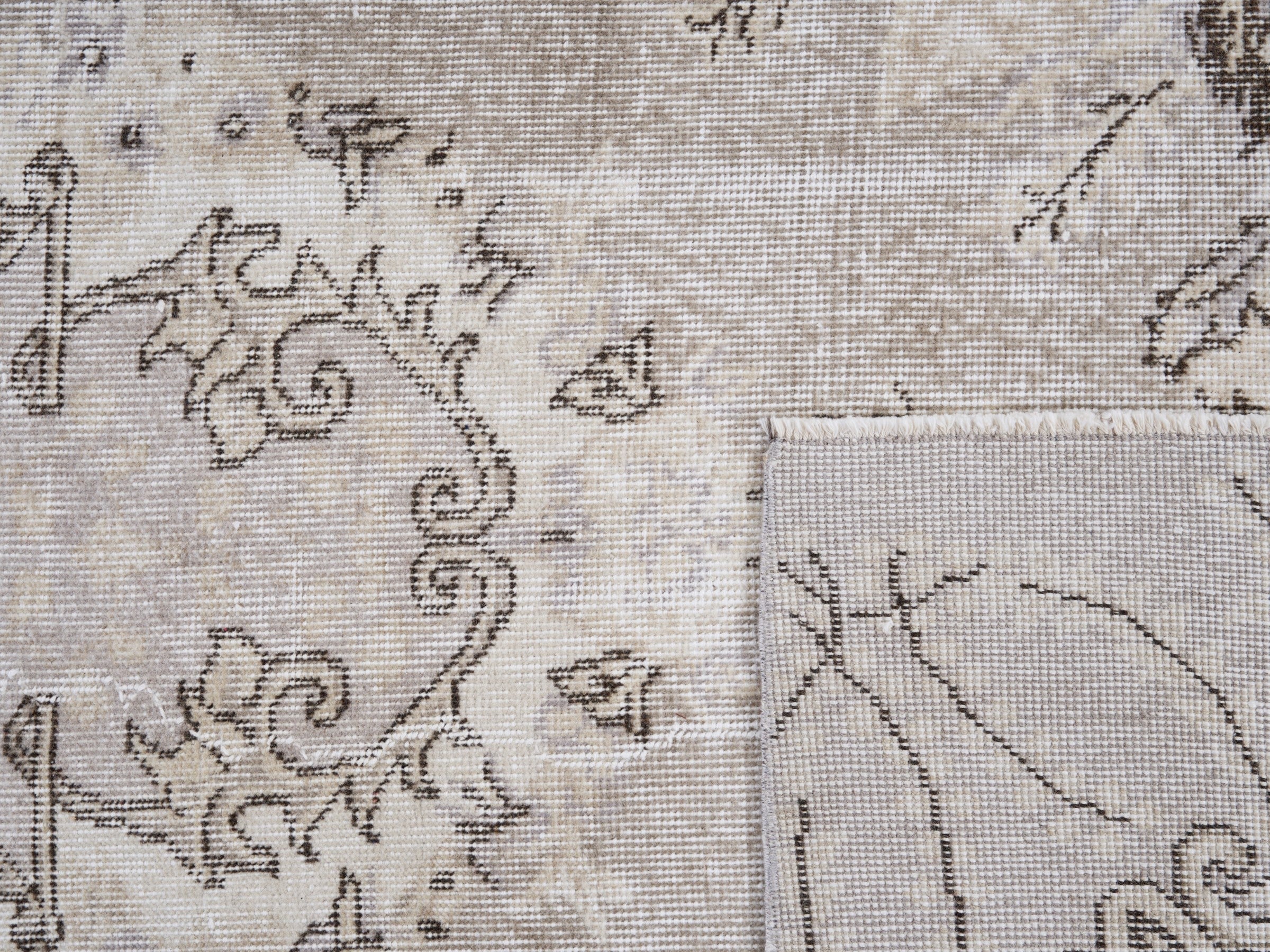 Turkish Isparta area rug in taupe and greige, view 10 of 10