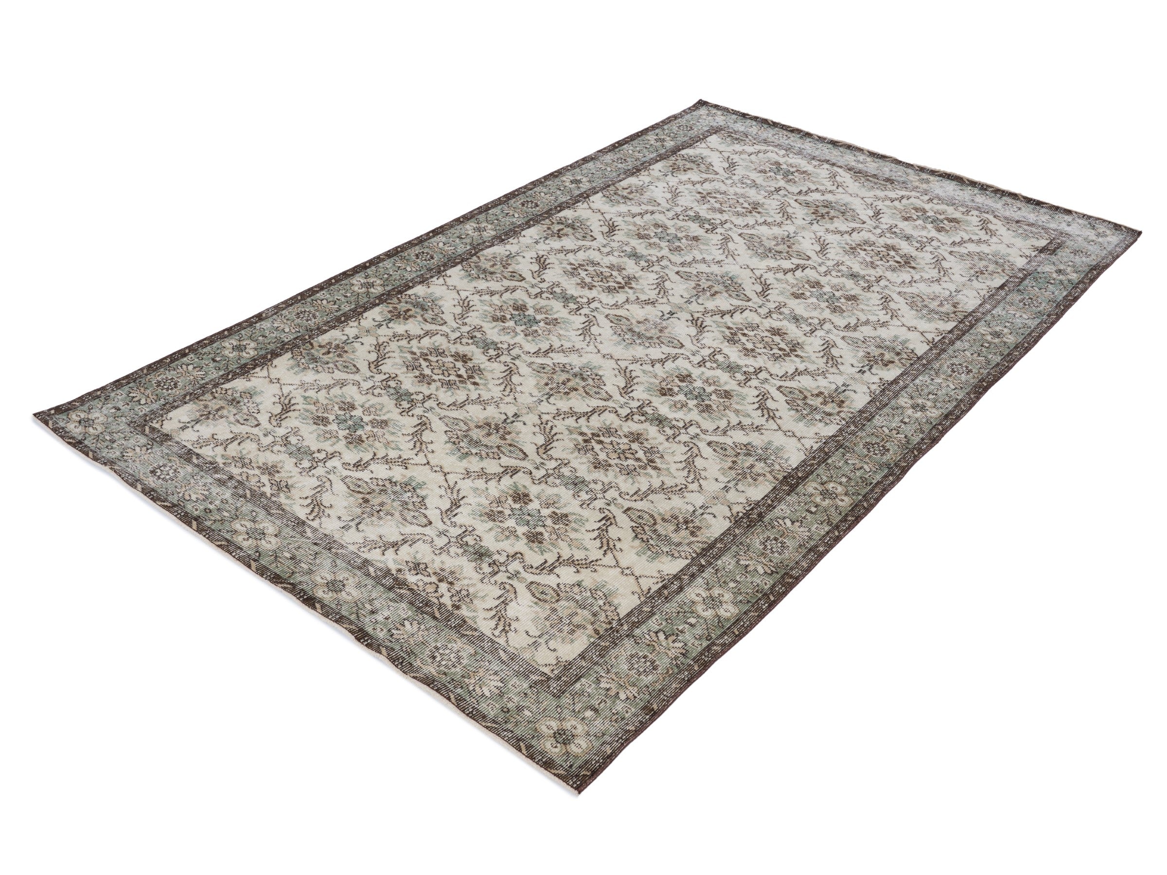 Turkish Isparta area rug in cream and greige, view 3 of 10