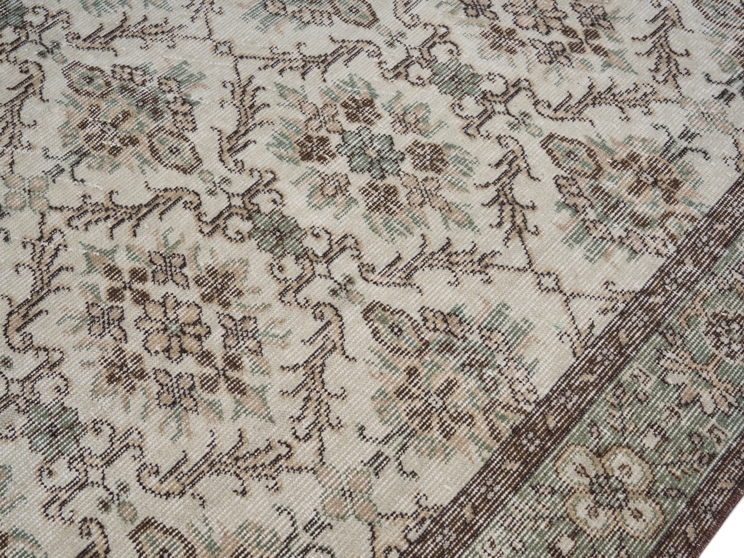 Turkish Isparta area rug in cream and greige, view 5 of 10