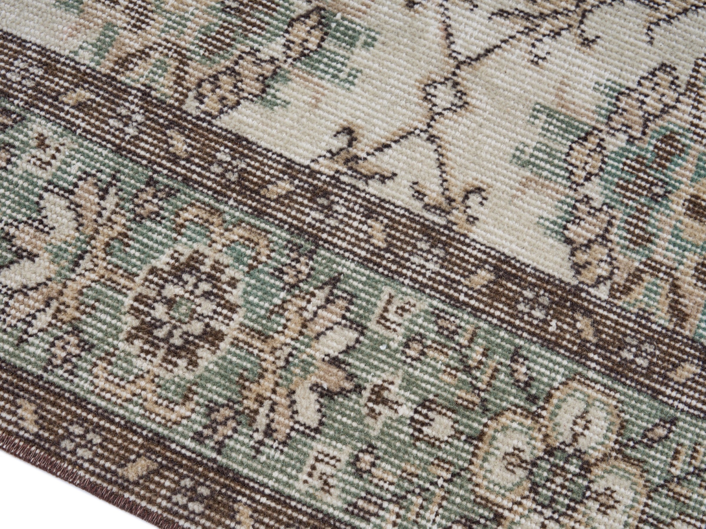 Turkish Isparta area rug in cream and greige, view 6 of 10