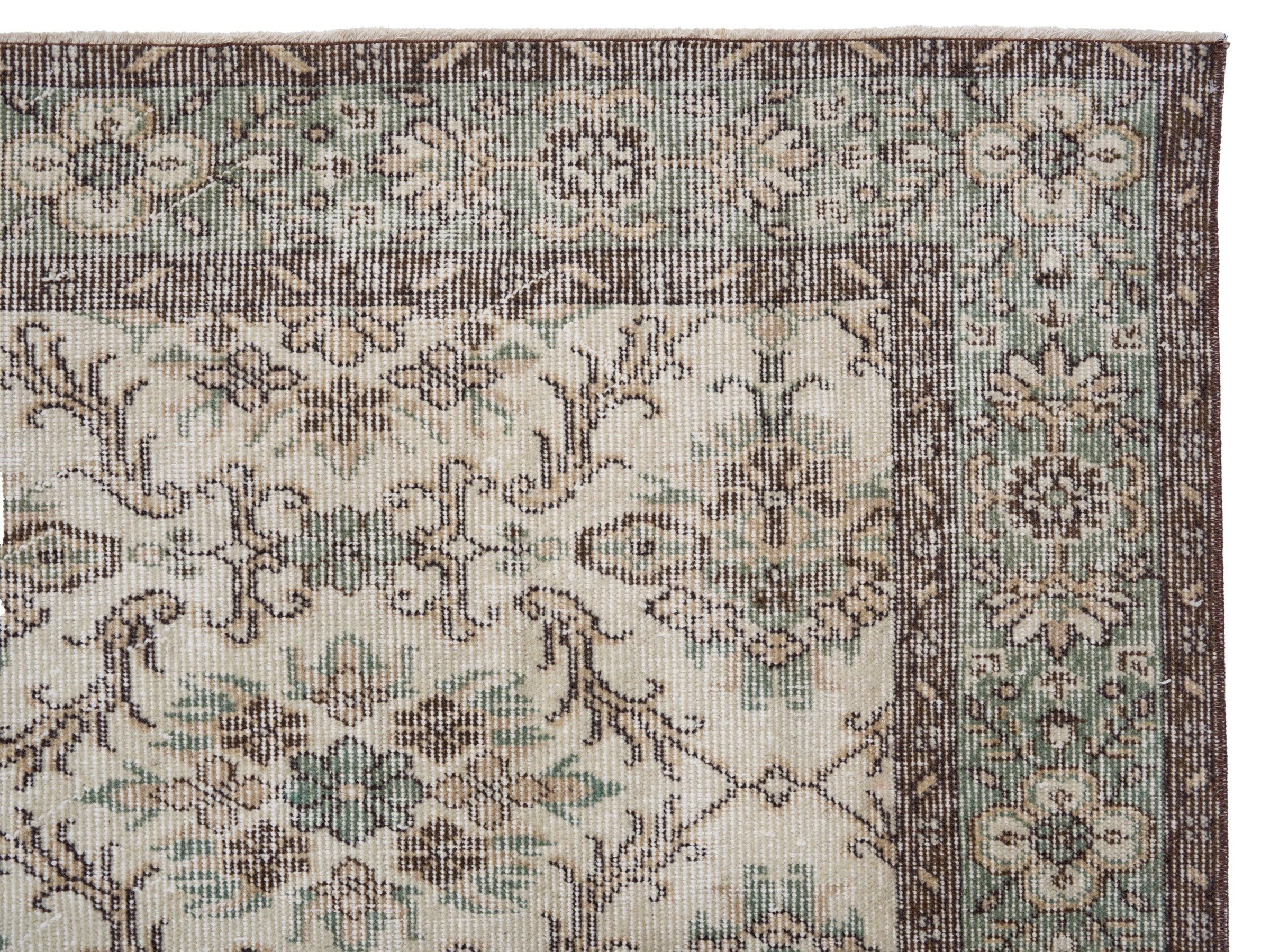 Turkish Isparta area rug in cream and greige, view 8 of 10