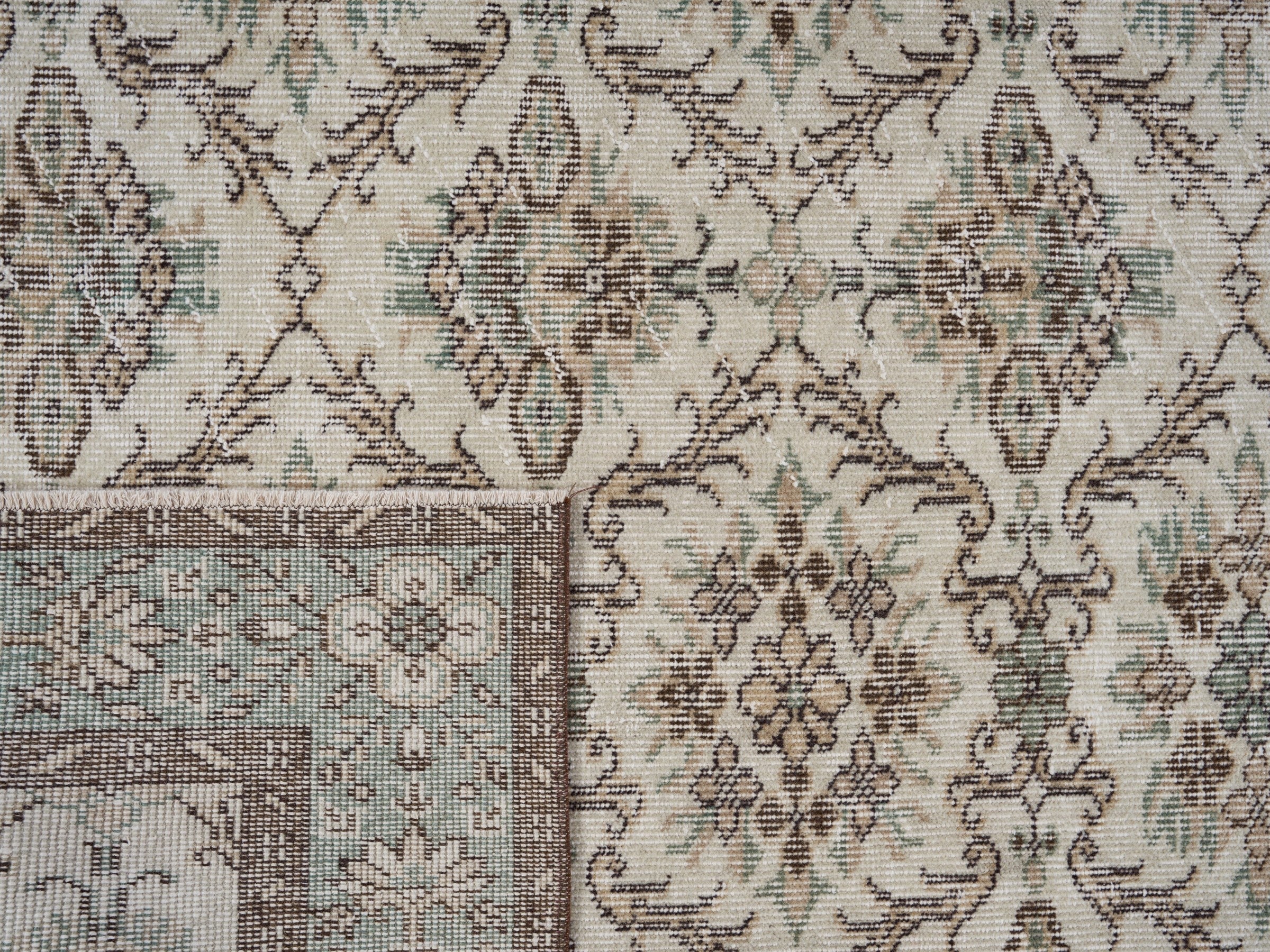 Turkish Isparta area rug in cream and greige, view 10 of 10