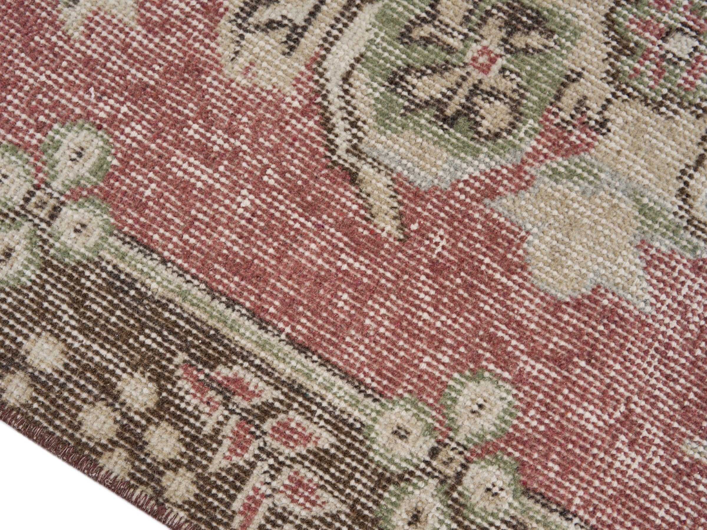 Turkish Isparta area rug in cream and rose, view 6 of 10