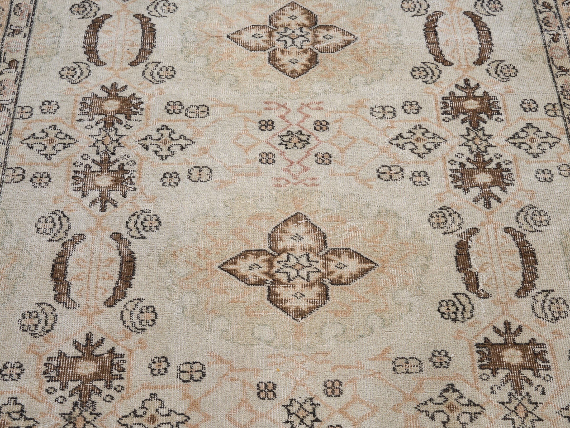Turkish Isparta area rug in cream and tan, view 4 of 10