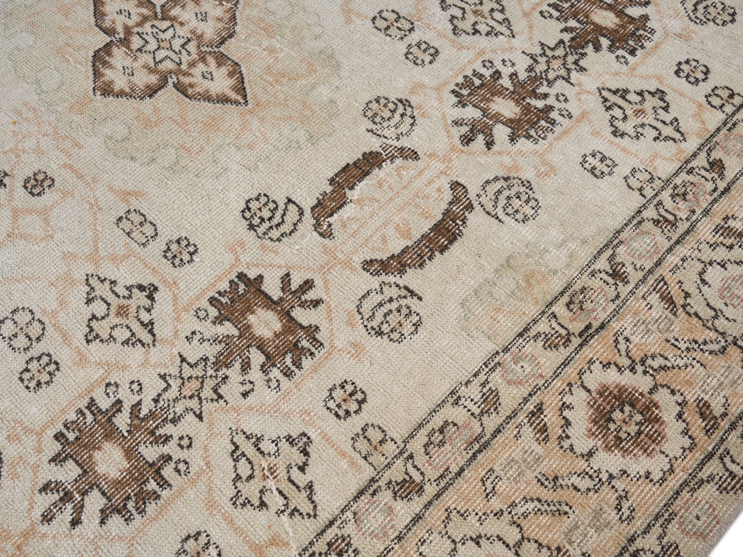 Turkish Isparta area rug in cream and tan, view 5 of 10