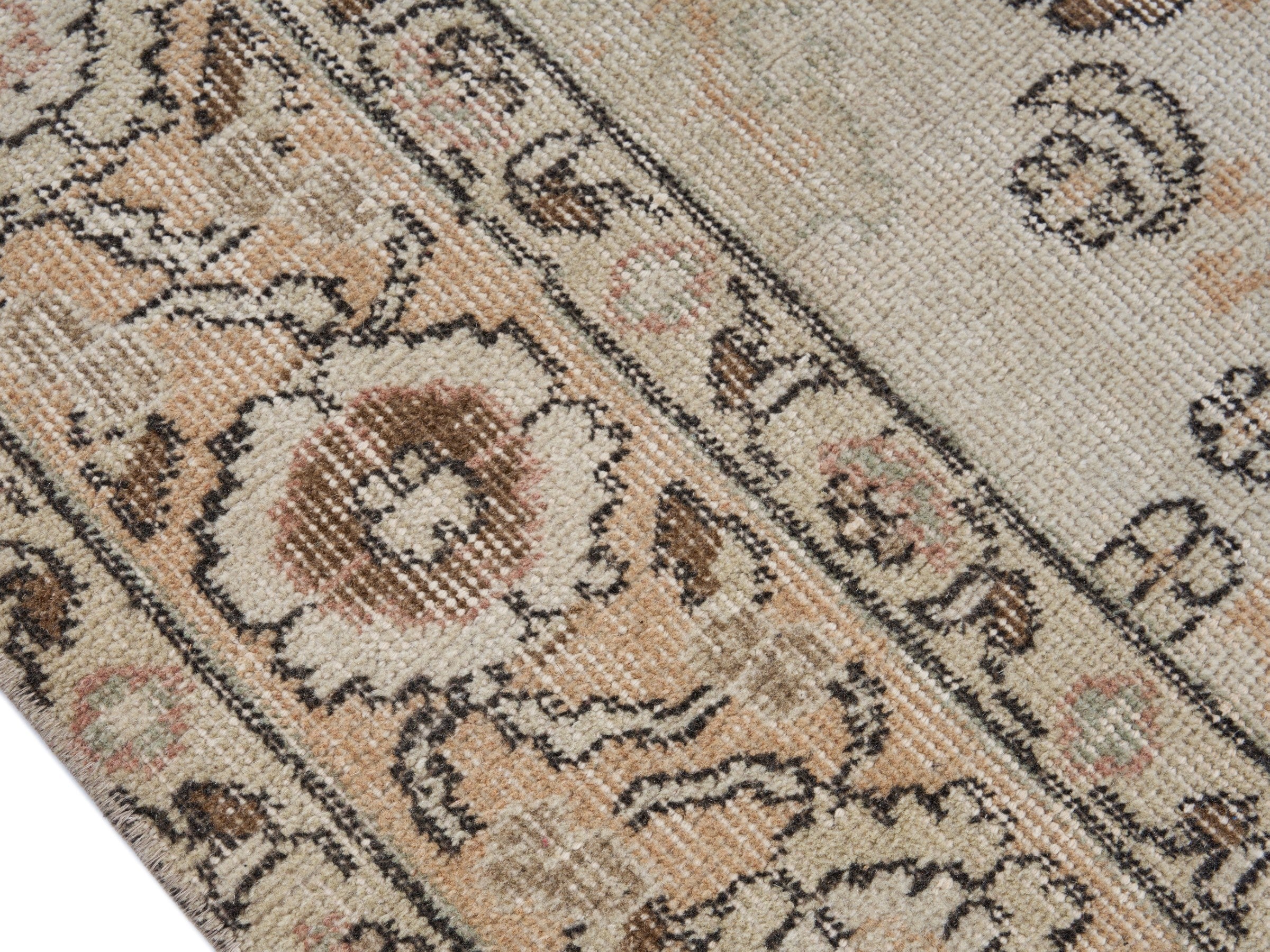 Turkish Isparta area rug in cream and tan, view 6 of 10