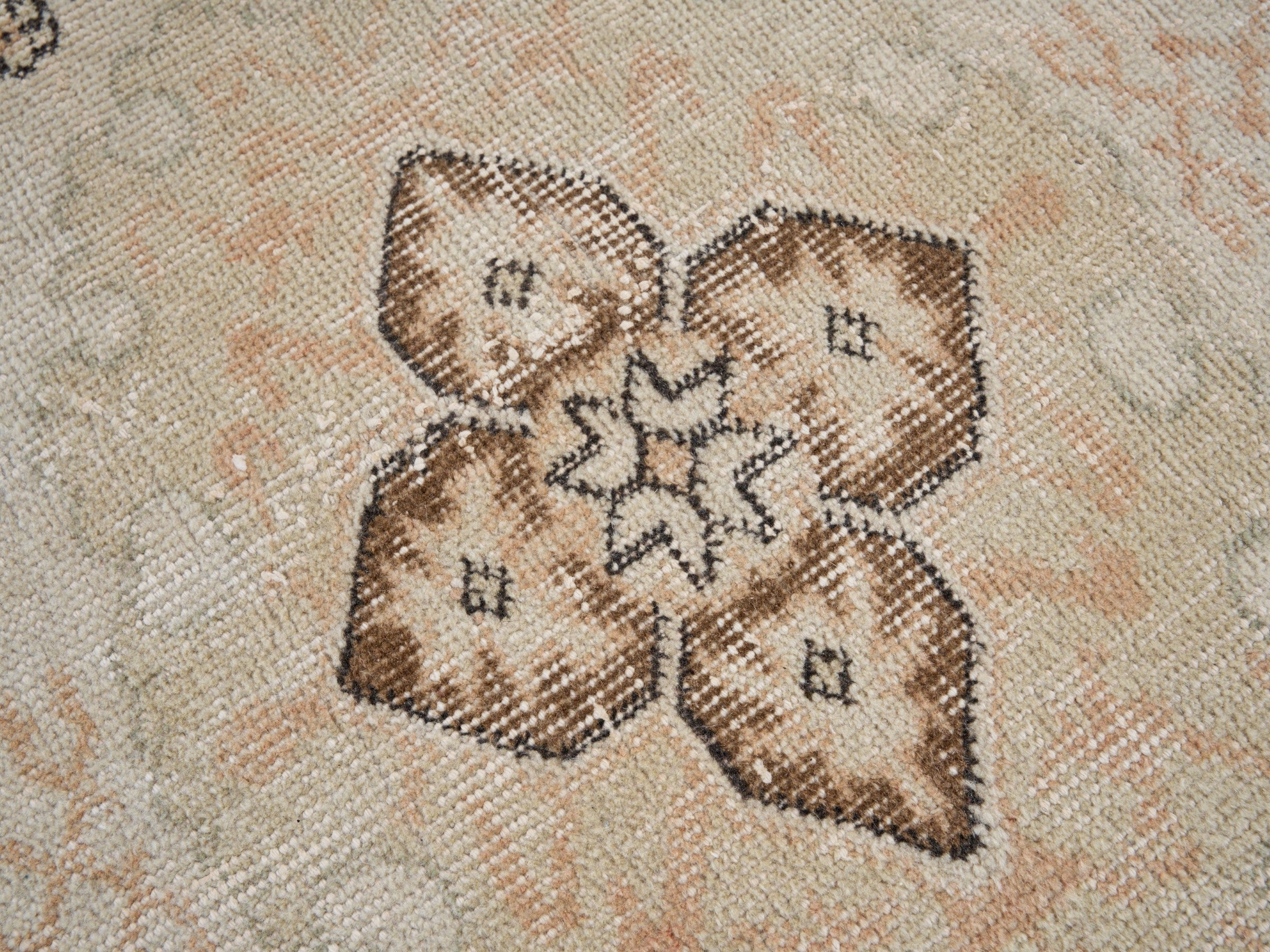 Turkish Isparta area rug in cream and tan, view 7 of 10