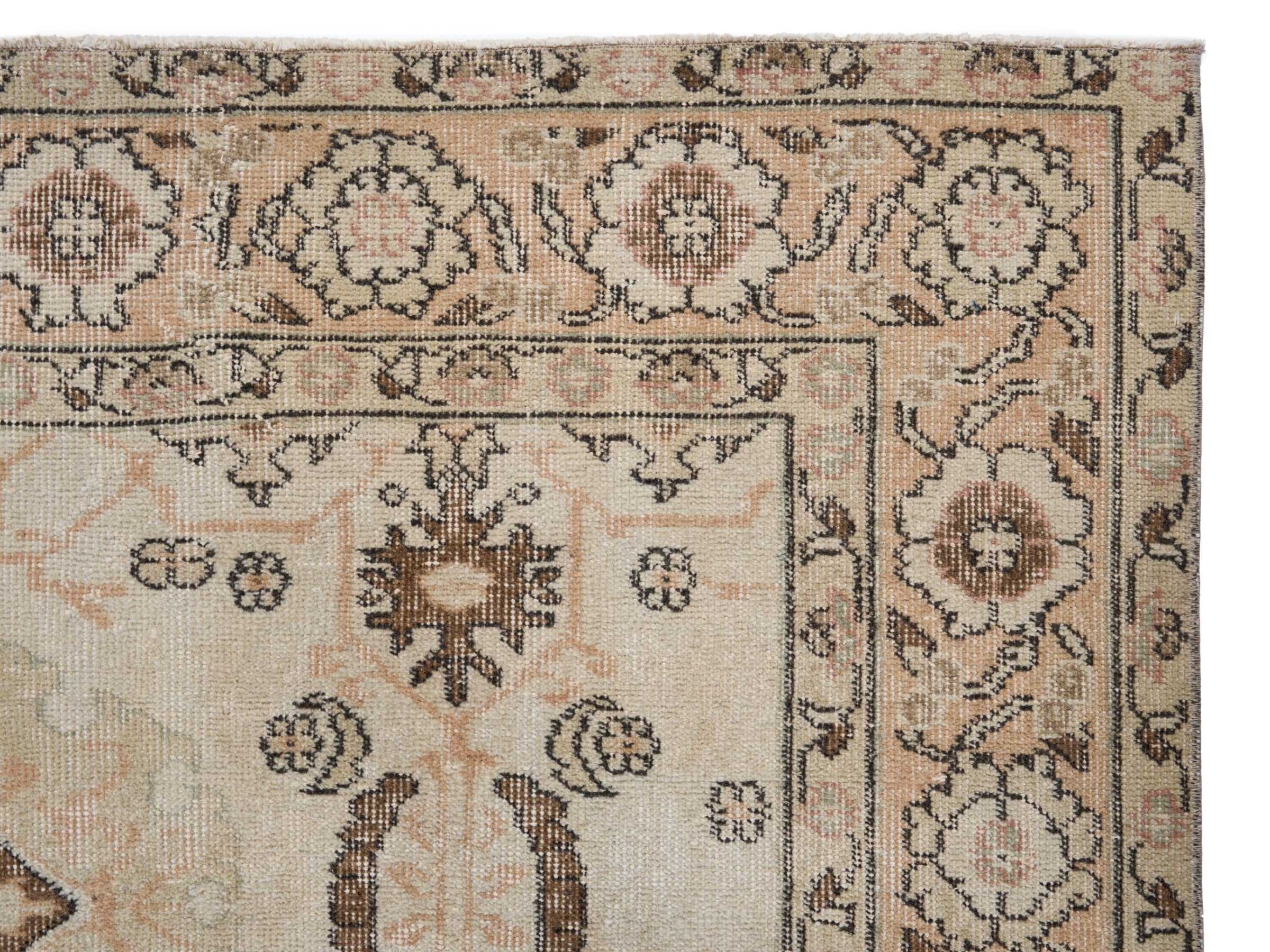 Turkish Isparta area rug in cream and tan, view 8 of 10