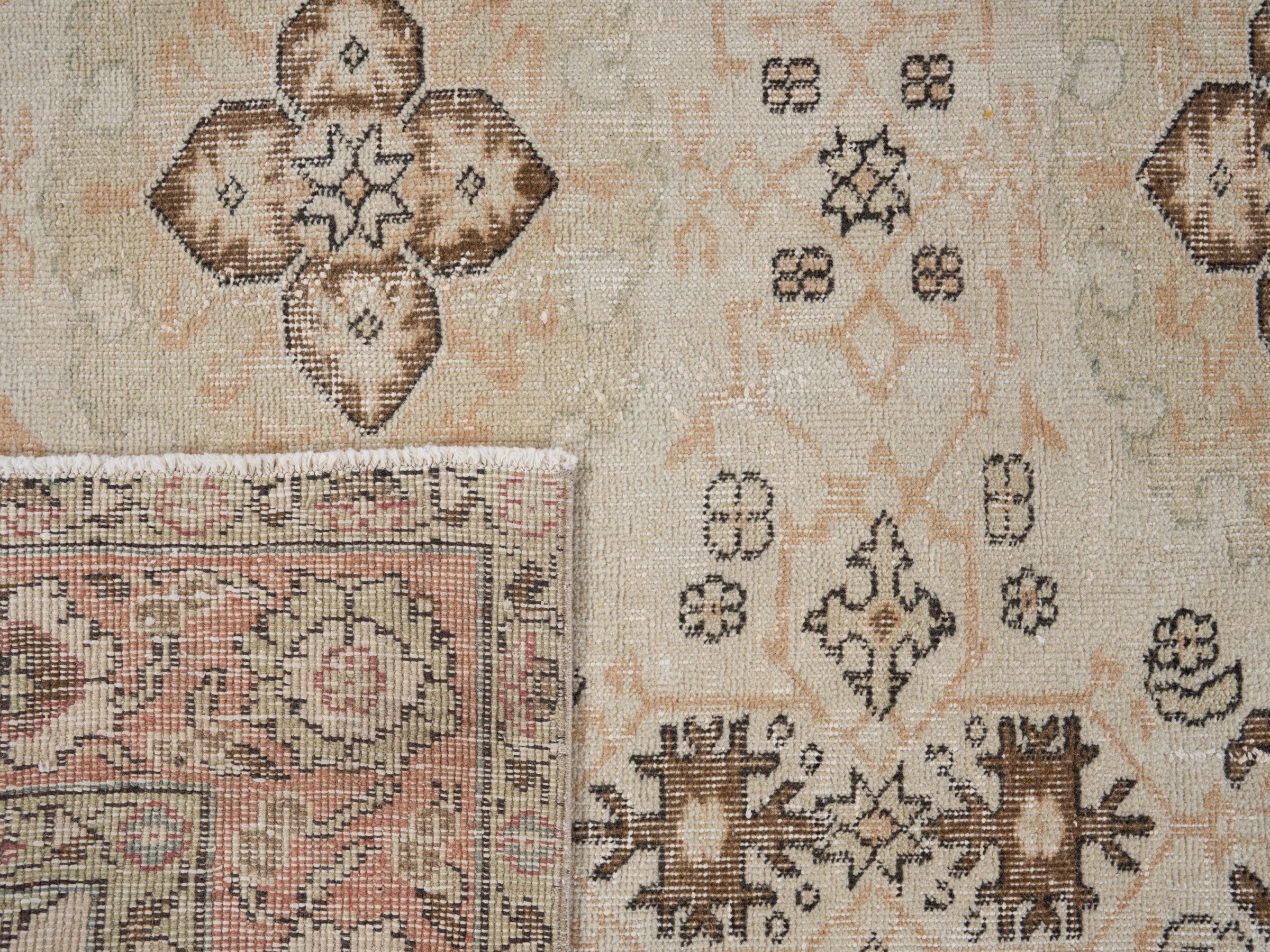 Turkish Isparta area rug in cream and tan, view 10 of 10