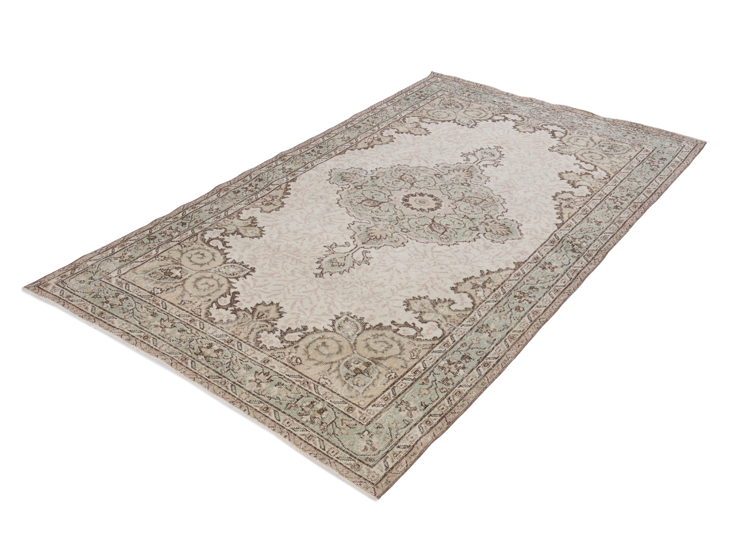 Turkish Isparta area rug in cream and taupe, view 3 of 10