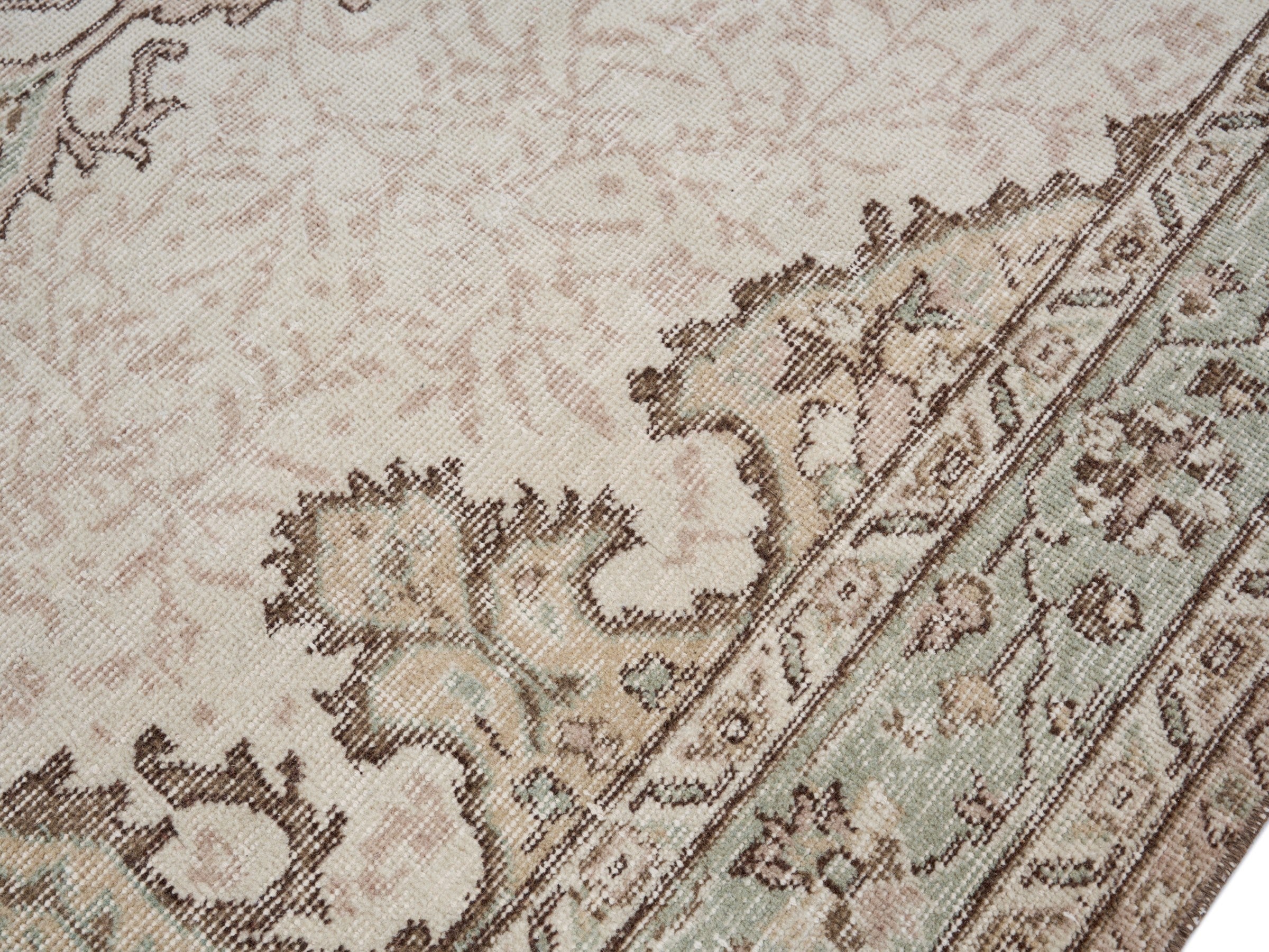 Turkish Isparta area rug in cream and taupe, view 5 of 10
