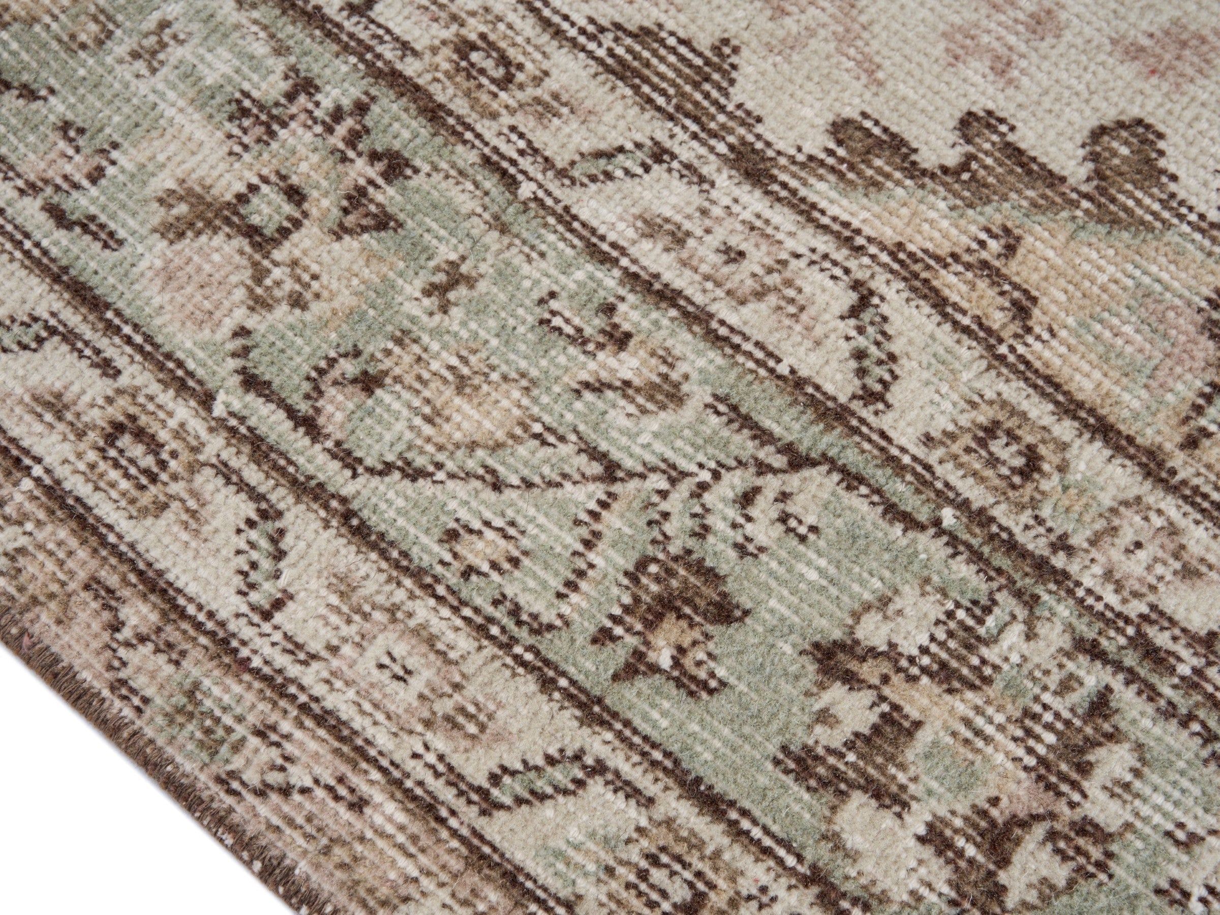 Turkish Isparta area rug in cream and taupe, view 6 of 10